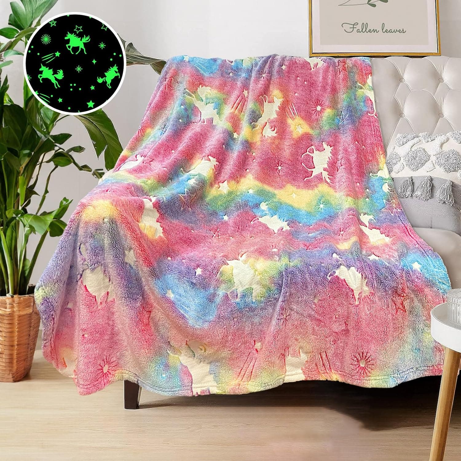 Unicorn Blanket for Girls, Glow in The Dark Blankets for Kids, Personalized Blankets for Baby/Toddler, Unicorns Gifts for Girls Age 1-12, Soft Fleece Blanket 30"x 40" - image 1