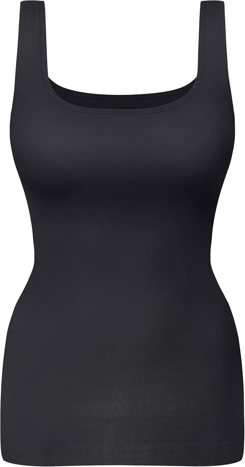 KIKIMINK Womens Shapewear Tank Tops Tummy Control Seamless Square Neck Body Shaper Compression Camisole Slimming Undershirt