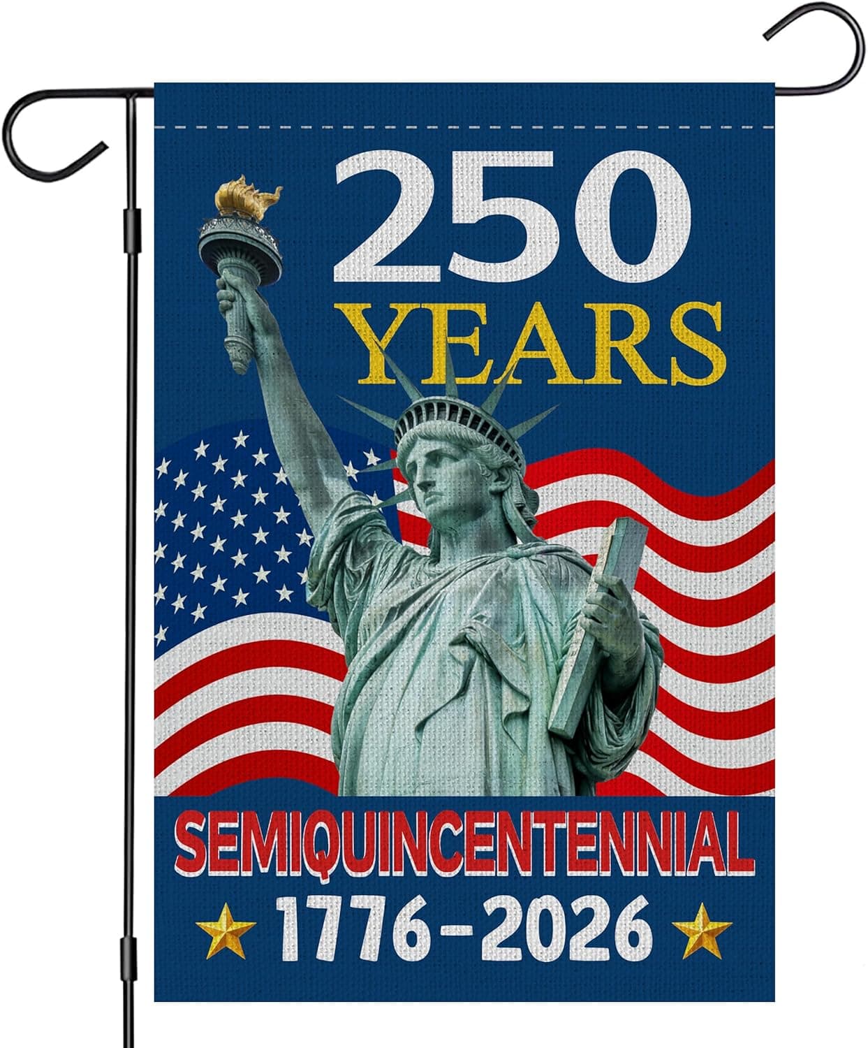 250 Years of Freedom Patriotic Garden Flag, 250th Anniversary Semiquincentennial Double-Sided Banner with Statue of Liberty Design, 1776-2026 Commemorative 4th of July Linen Yard Flag 12 x 18 Inch