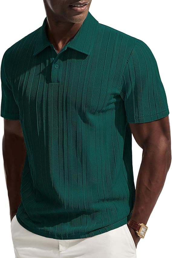 PJ PAUL JONES Men's Textured Knit Polo Shirt – Short Sleeve Casual Dress Polo - image 1