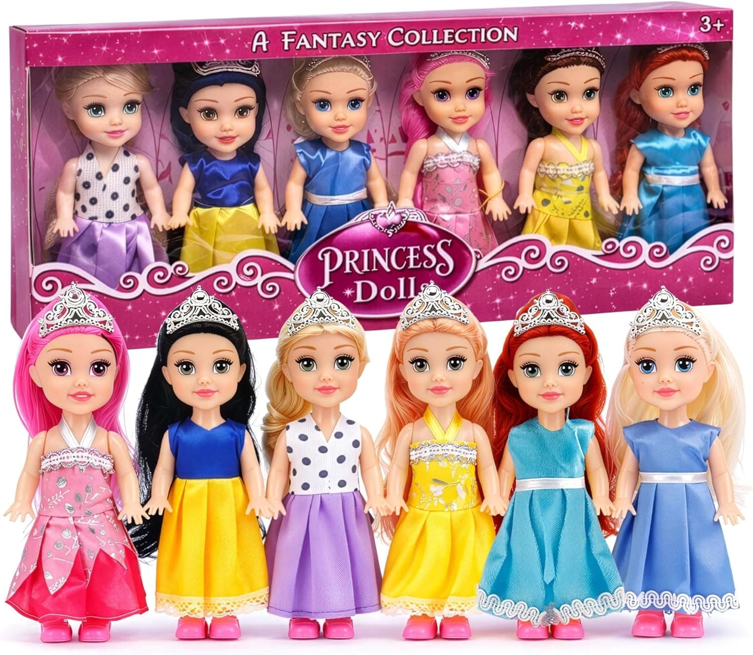 Little Royal Princess Toddler Dolls with Dresses, Girls Imaginative Pretend Play Small Dolls Party Favors Collection - image 1