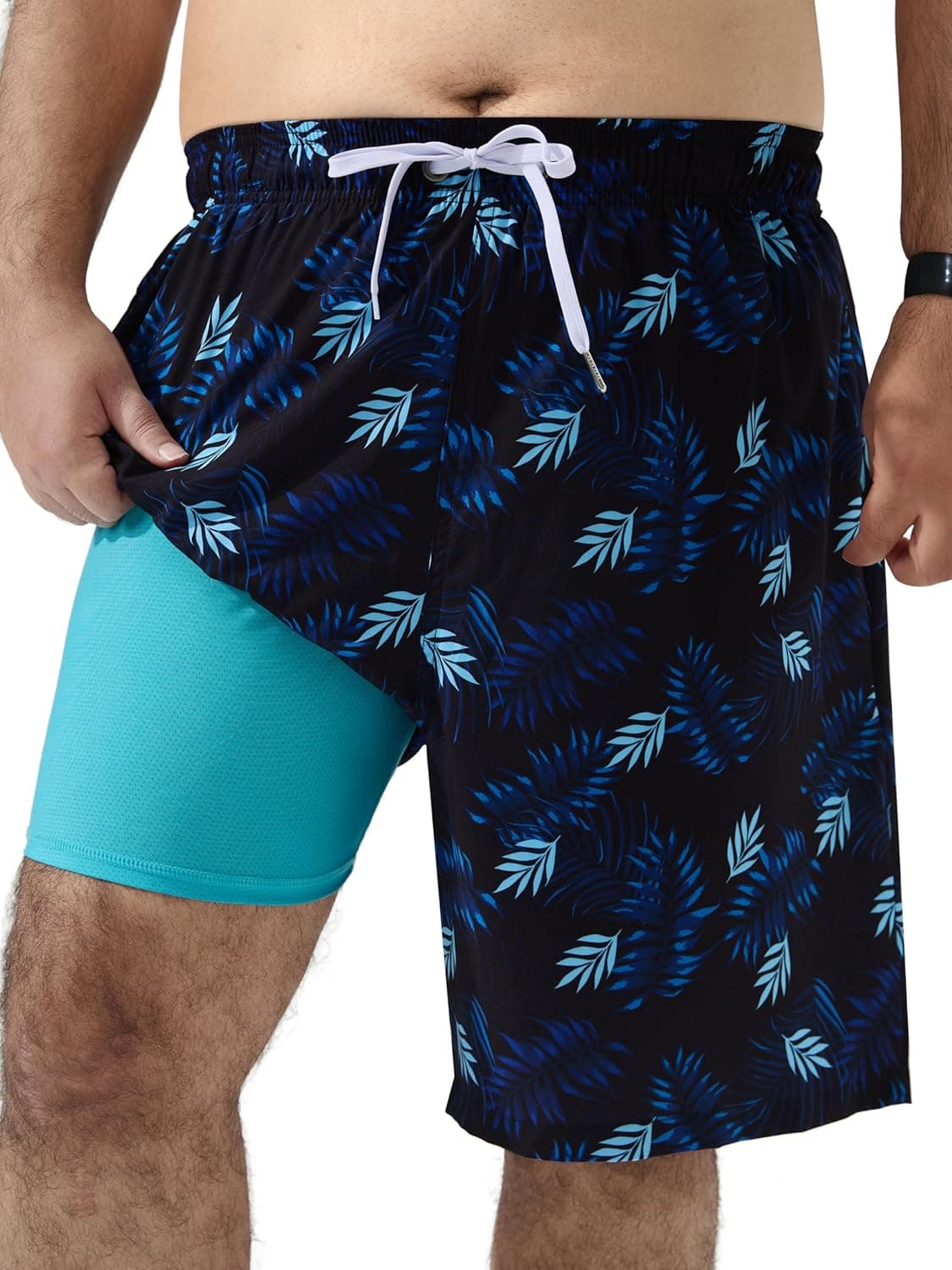 Arcweg Mens Big and Tall Swim Trunks with Mesh Liner 9 inch Plus Size Quick Dry Bathing Suits Swim Shorts for Men 1X-6X - image 1