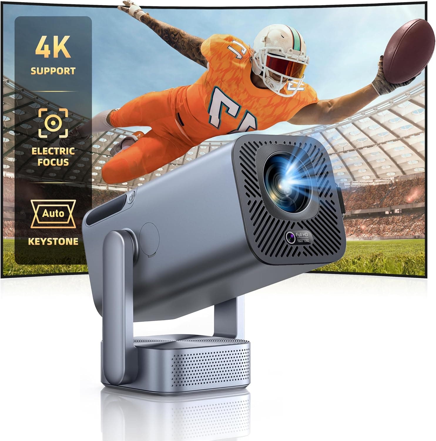 Mini-Projector with WiFi and Bluetooth, 【4K Support/Electric Focus】 Native 1080P Portable-Outdoor-Projector, 270°Adjustable Stand/Auto Keystone, TOPTRO 2026 Smart-Movie-Proyector for iPhone/TV Stick