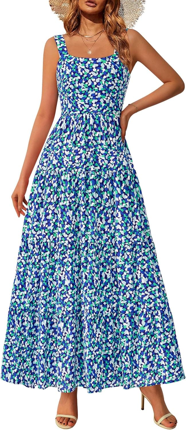 PRETTYGARDEN Womens 2026 Summer Dresses Fashion Clothing Floral Maxi Dress Ruffle Long Flowy Boho Beach Vacation Sundresses