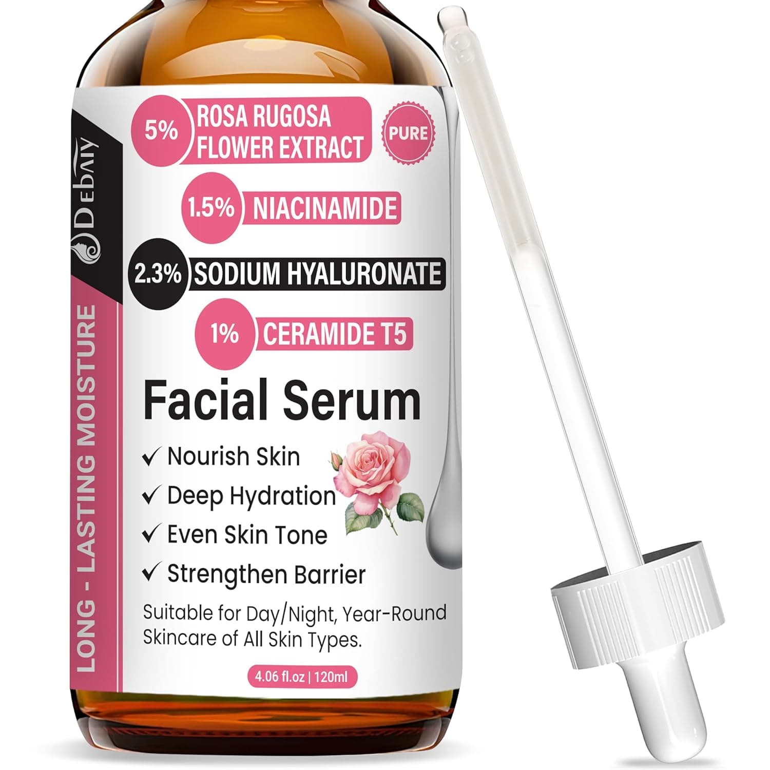 Rose 2.3% Hyaluronic Acid Facial Serum - Nourish Skin, 120ml/4.06fl.oz - image 1
