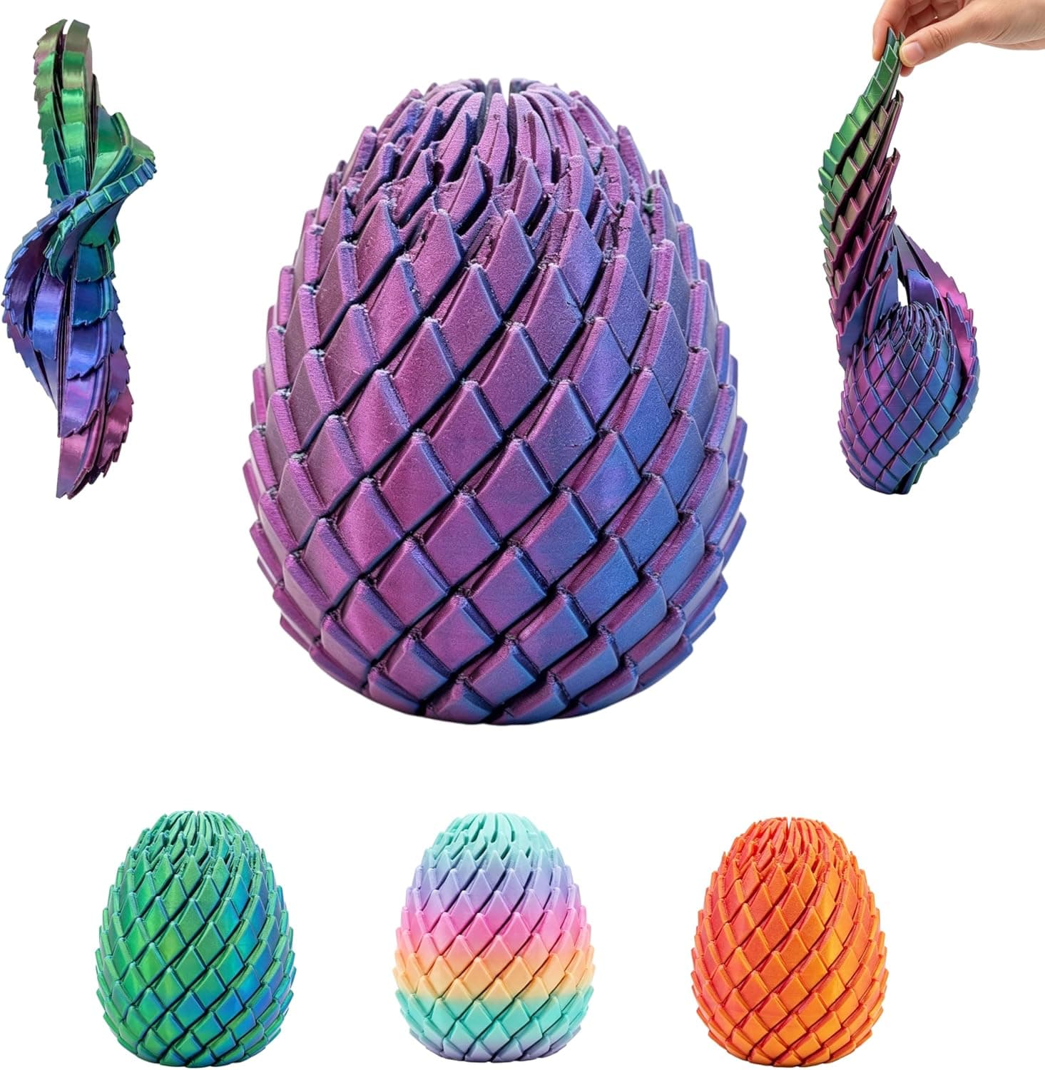 3D Printed Fidget Toy, Twisty Dragon Eggs, Spiral Slippery Egg Fidget Toy, Stress Relief Sensory Desk Toy for Adults and ADHD, Rotating Focus Anxiety Relief Pocket Toy (BluePurple) - image 1