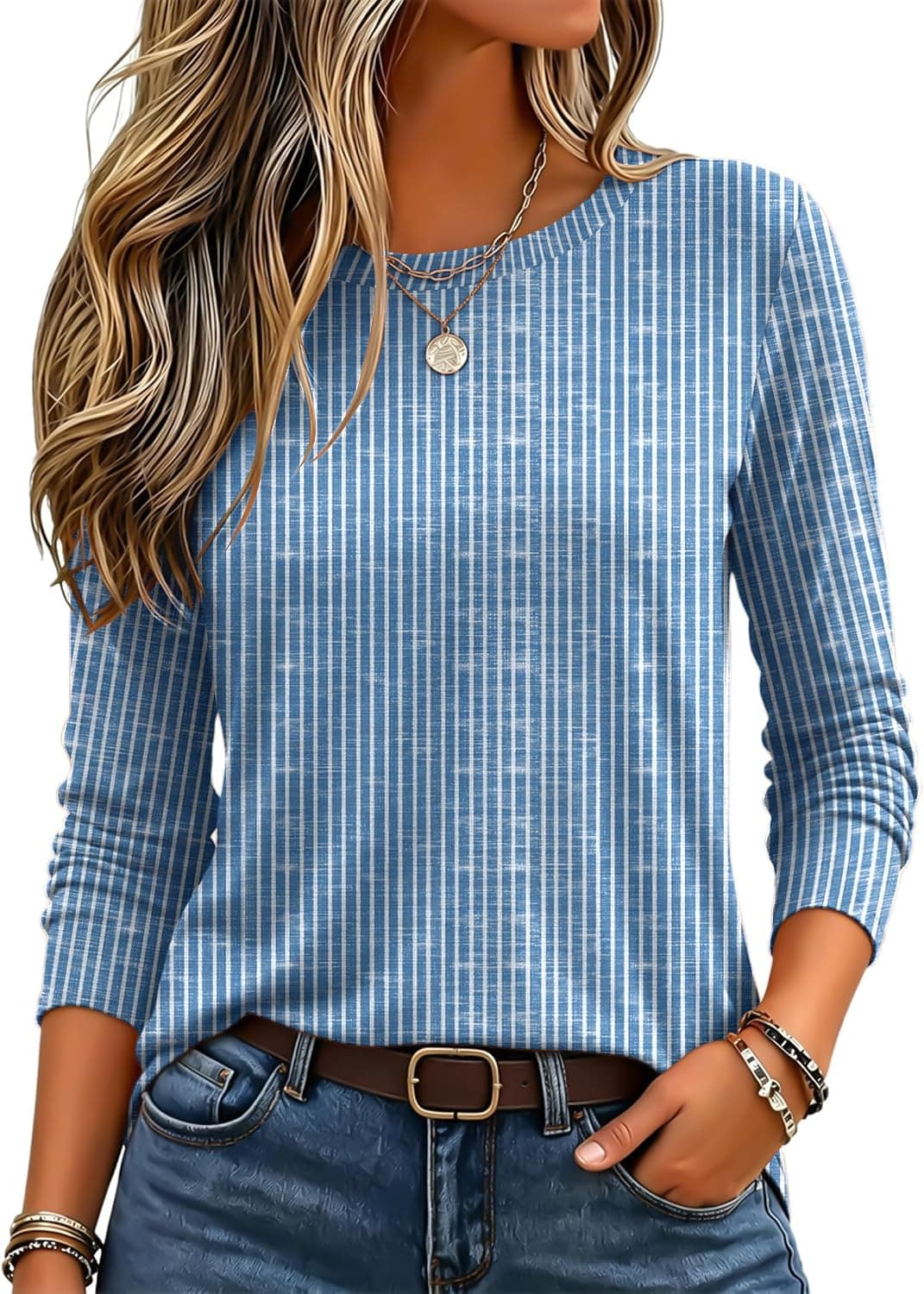 Zeagoo Women's Casual Shirts Long Sleeve Tops Crewneck Tshirts Fall Clothes - image 1
