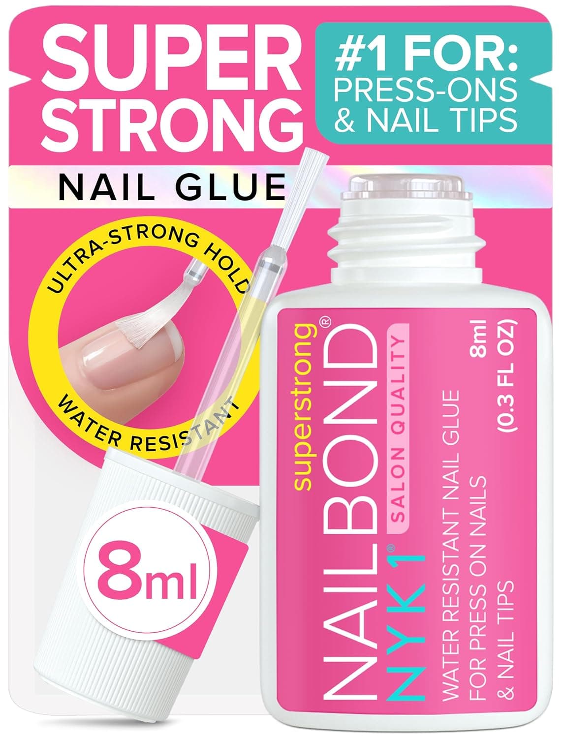 NYK1 Super Strong Nail Glue for Press On Nails, Nail Tips & Acrylics | 8ml