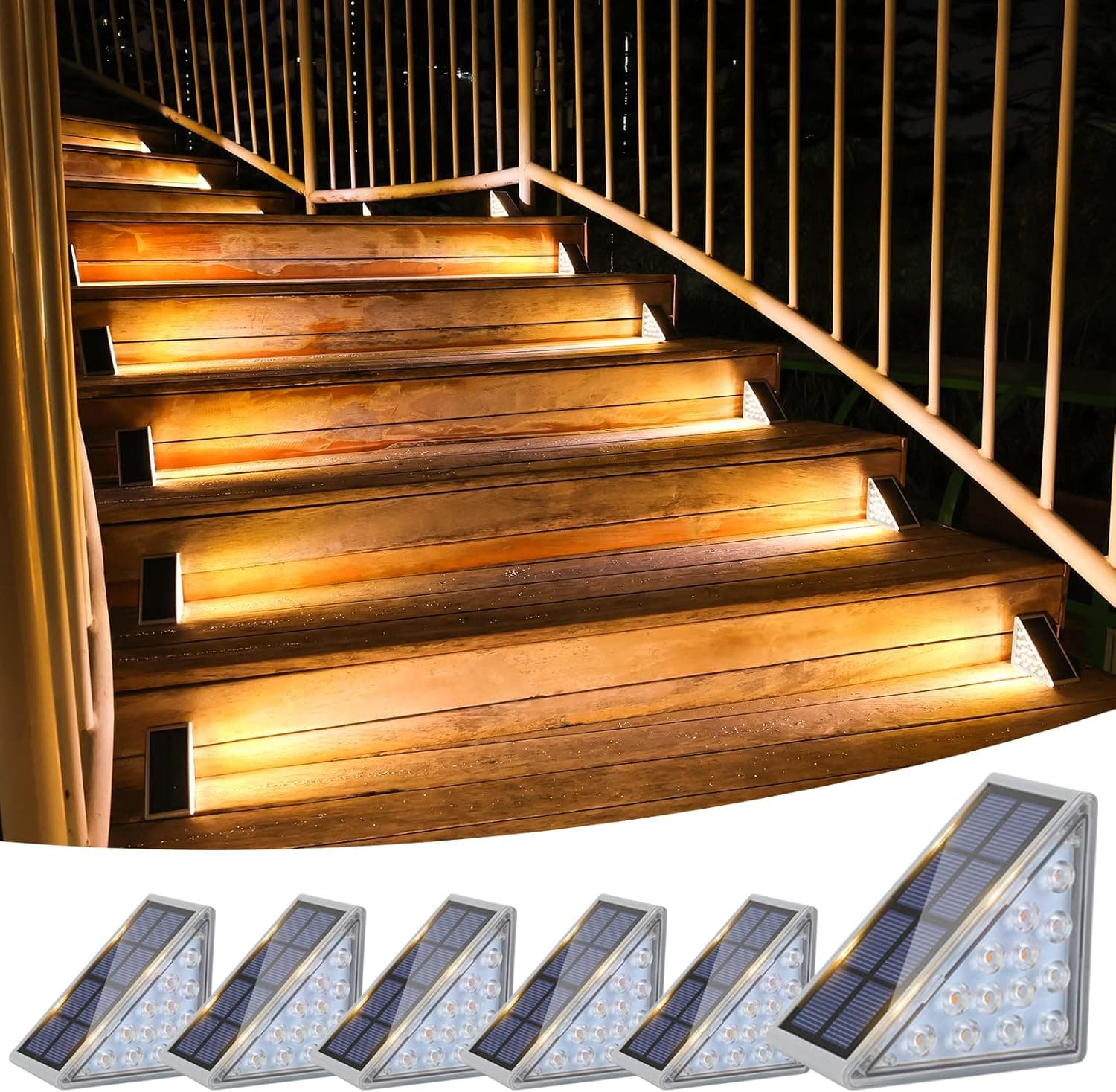 VOLISUN Solar Step Lights 6 Pack, Solar Step Lights Outdoor Waterproof IP67, LED Outdoor Step Light,Outdoor Light Decor for Garden Stair, Deck, Front Step, Front Porch, and Patio（3000K）