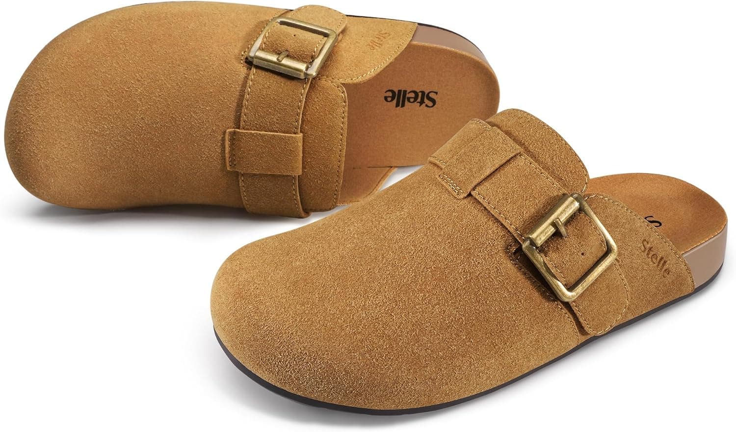 Stelle Suede Clogs for Women Men Potato Shoes with Arch Support Leather Cork Footbed Mules Slip on Home Slippers