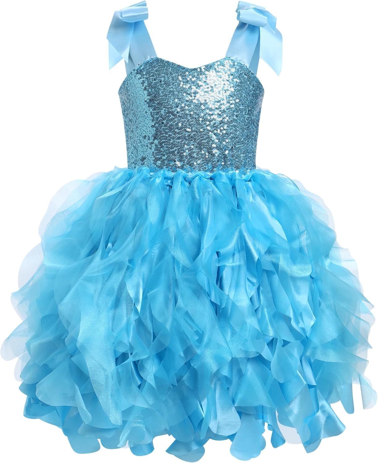 Girls Sequins Tutu Dress Sparkly Tulle Princess Birthday Prom Pageant Graduation Dresses 2-10Y