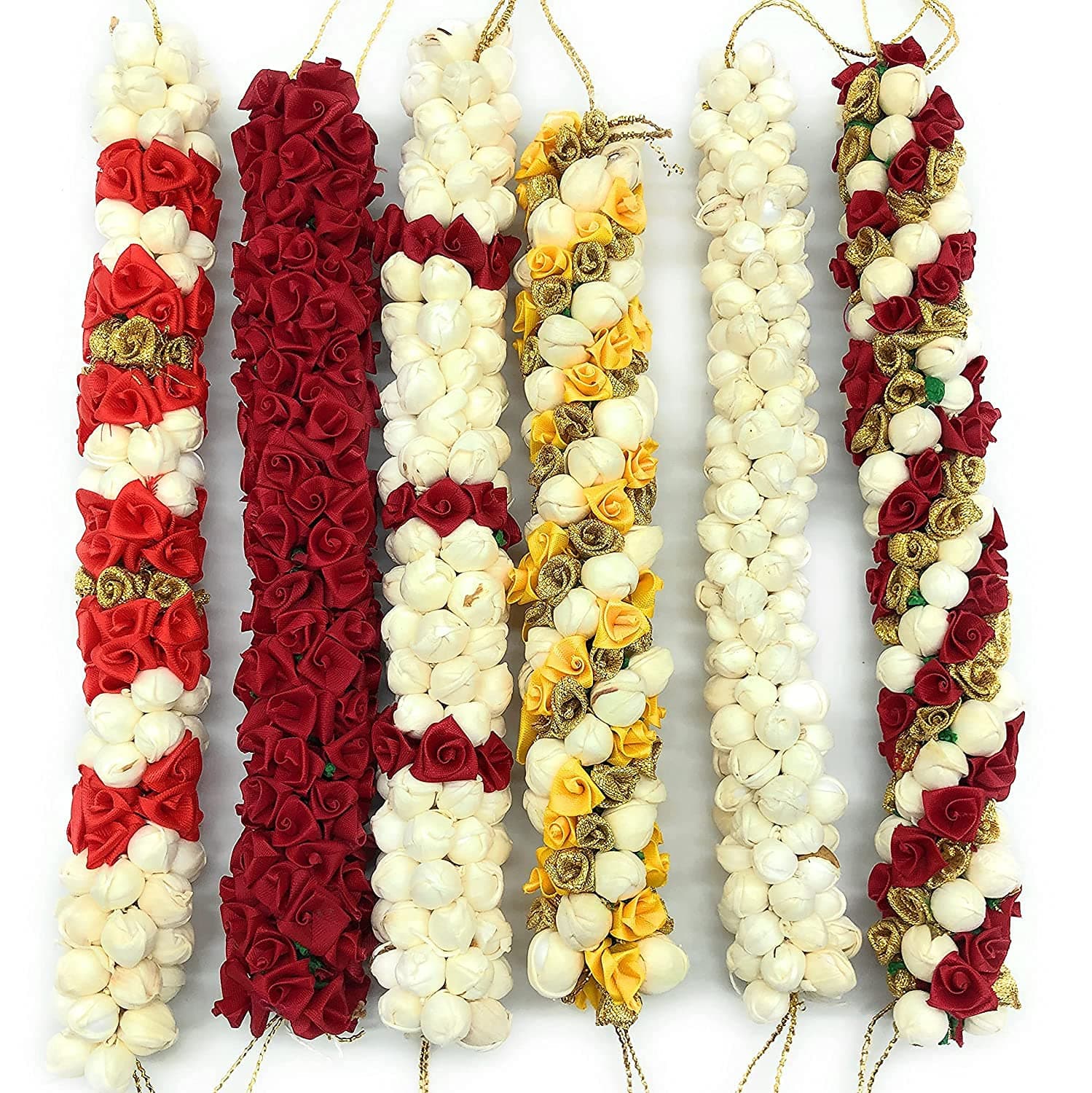 (Pack of 6) Mogra Gajra Fragrance Artificial Hair Juda Gajra(Plain) Hair Accessory Set (MULTI 6 LIGHT)