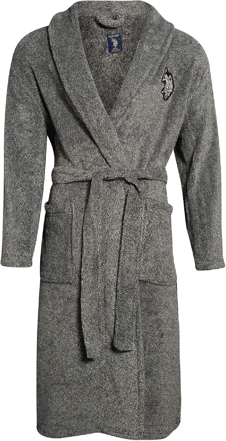 U.S. POLO ASSN. Mens Plush Fleece Bath Robe Shawl Collar with Pockets - image 1