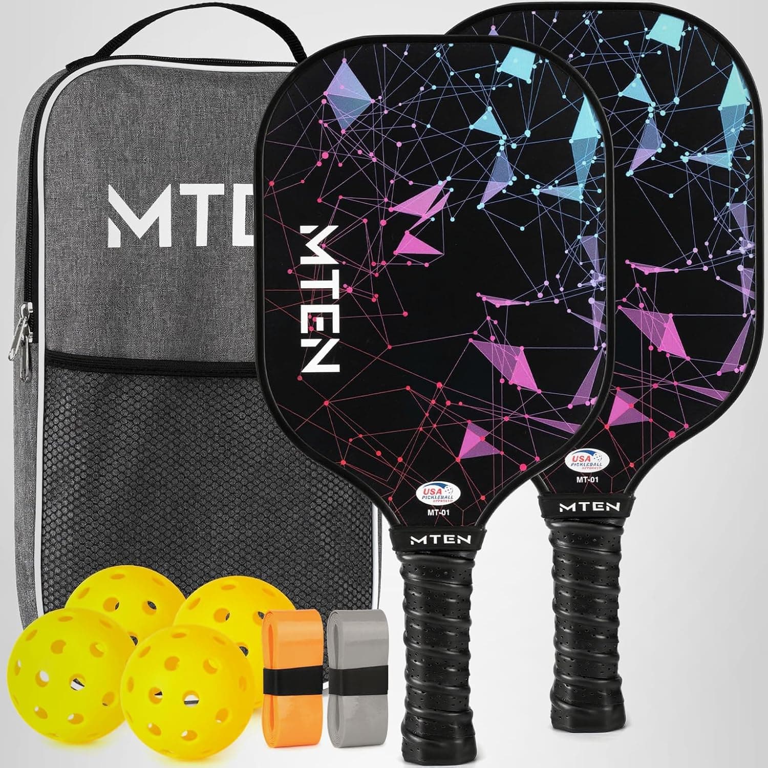 USAPA Approved Fiberglass Pickleball Paddles Set for Men & Women - MTEN