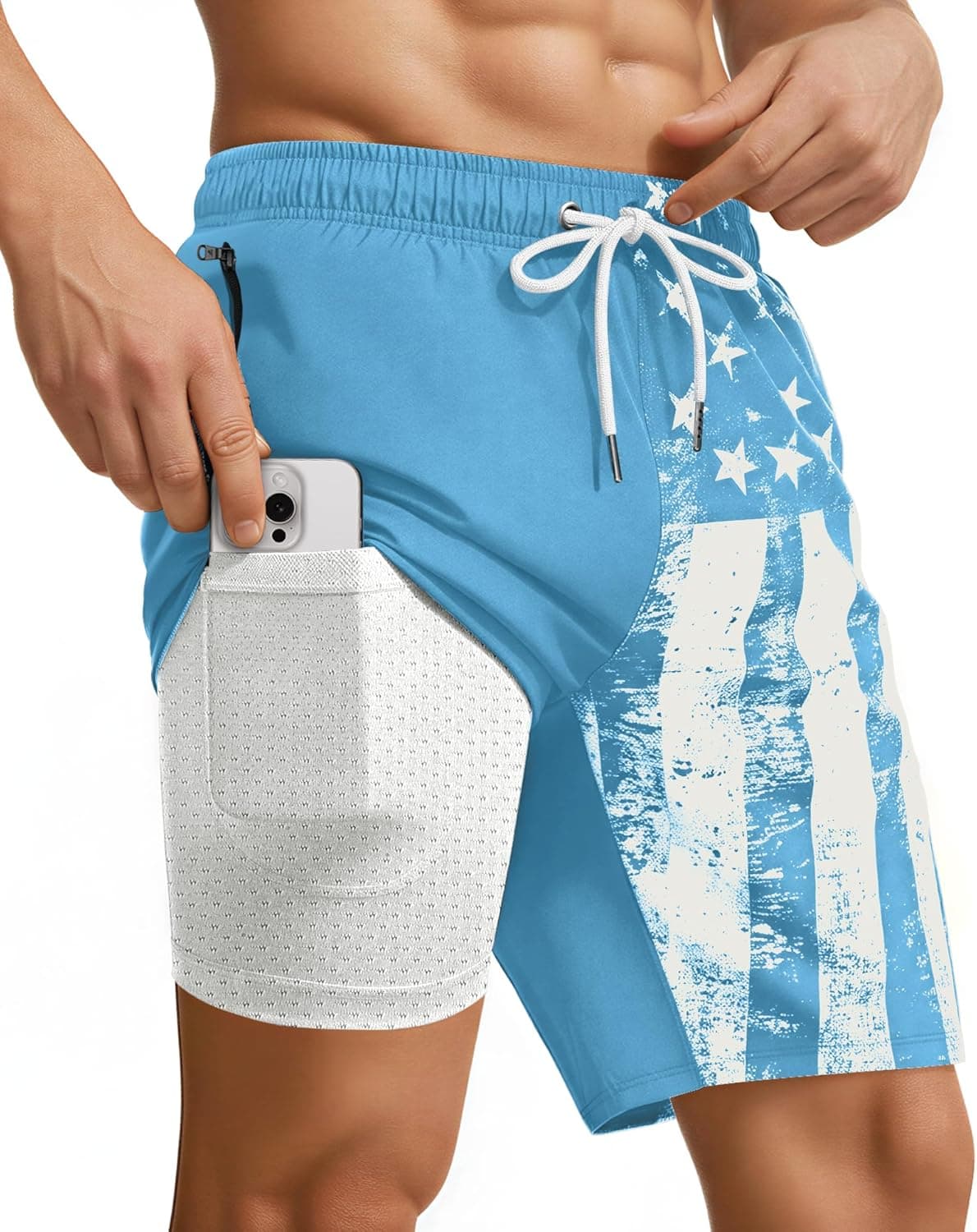 9 Inch Men Swim Trunks with Compression Breathable Liner Quick Dry Zipper Pockets for Water Beach Travel Cruise - image 1