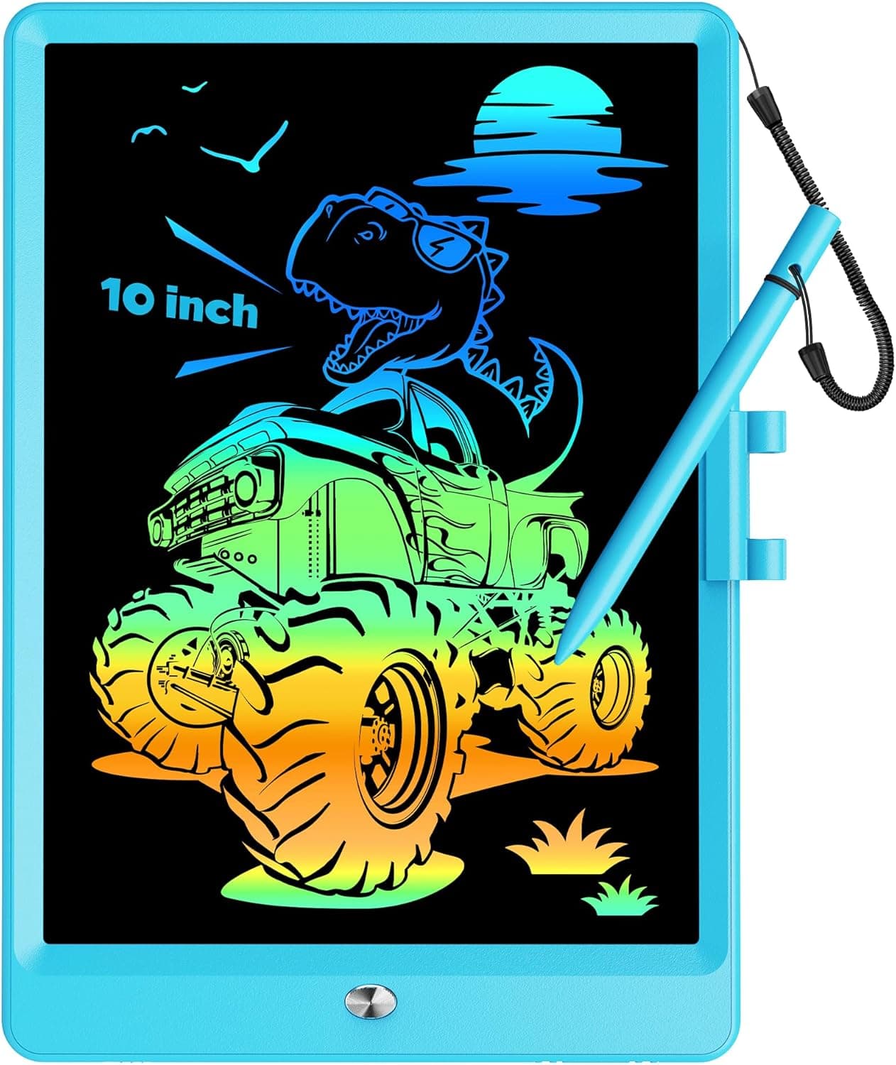 KOKODI 10 Inch LCD Writing Tablet with Anti-Lost Stylus, Erasable Doodle Board Colorful Toddler Drawing Pad, Car Travel School Games Toys for 3 4 5 6 7 8 Kids, Birthday Gift for Girls Boys Adults Blue - image 1