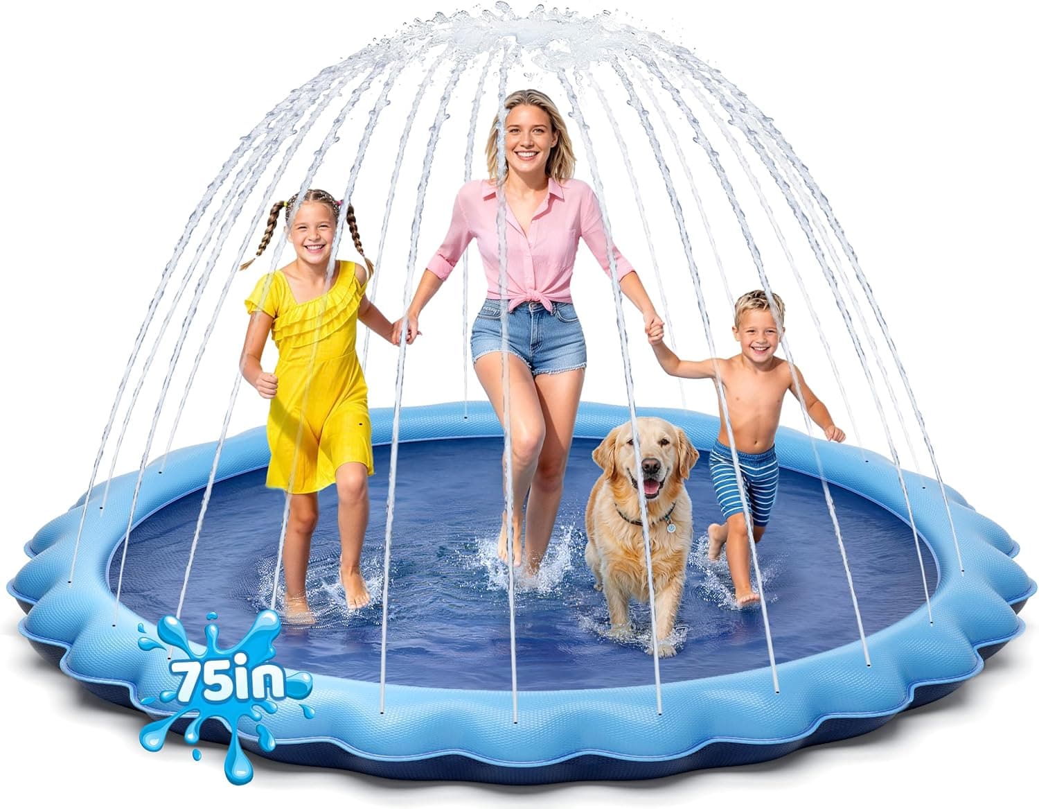 Meowant Splash Pad for Kids and Pet - Not-Slip Sprinkler Play Mat for Toddler and Dog, Summer Outdoor Water Fun (75")