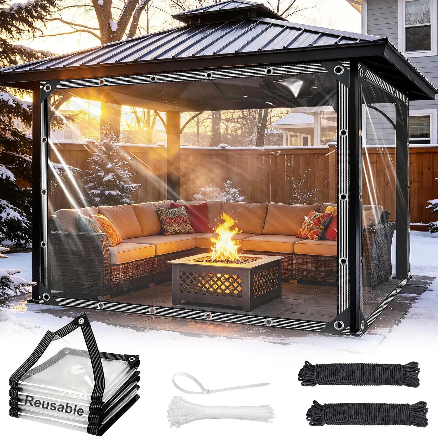 14 Mil Clear Tarps Heavy Duty Waterproof, Clear vinyl Tarp with Grommets