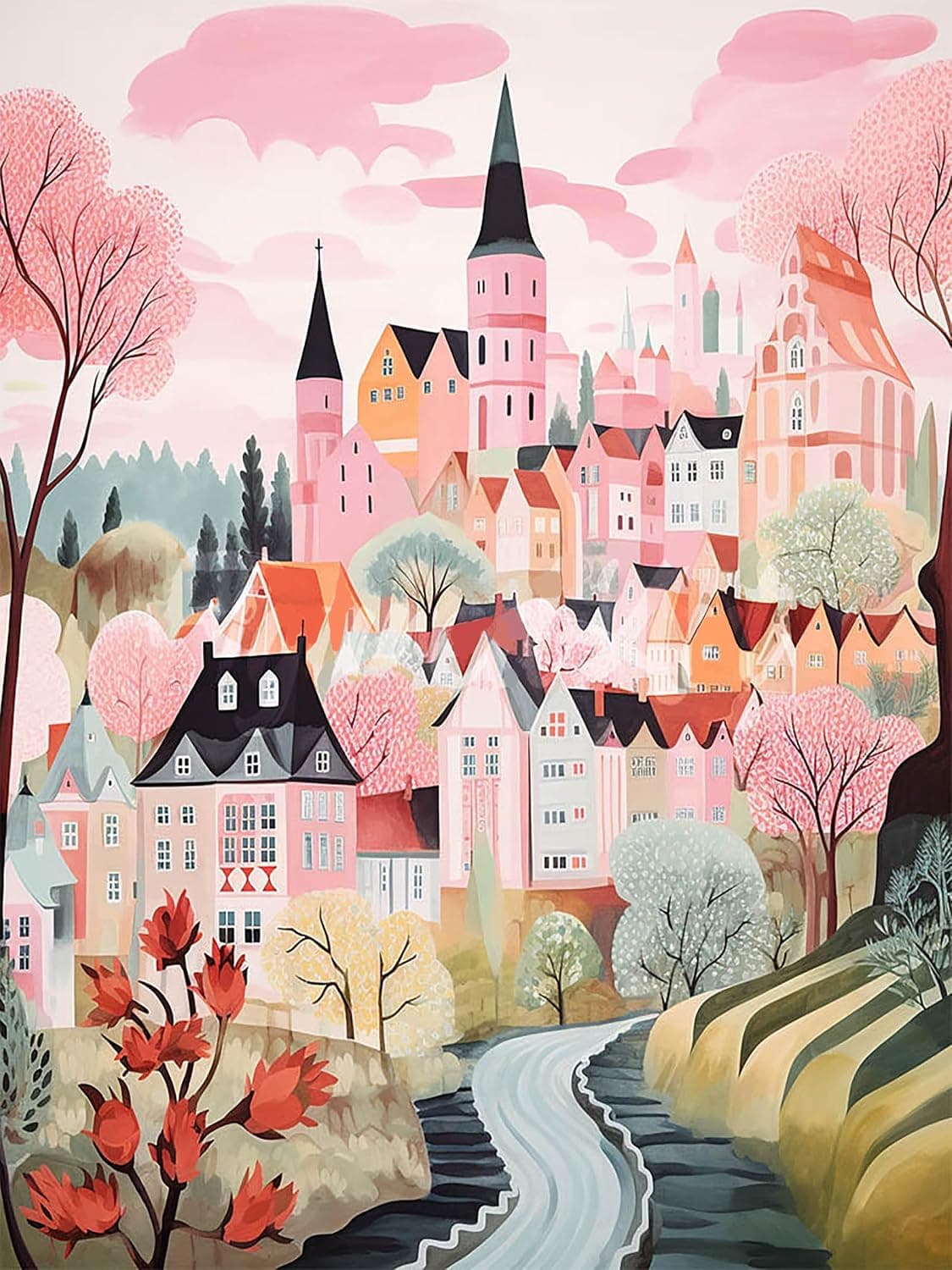 ijbnhd House Diamond Art Kits for Adults, 12x16inch | Romantic Castle Design, 5D Diamond Painting, DIY Full Drill, Gem Art Crafts, Home Wall Decor