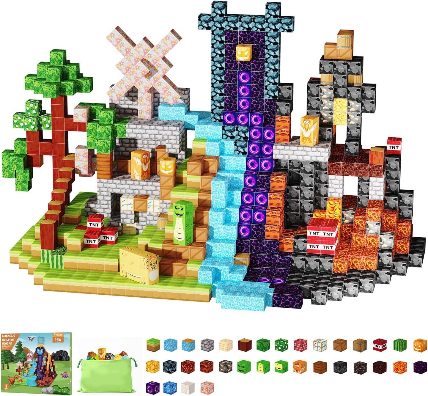 Belveora 154PCS Magnetic Dinosaur World Building Set