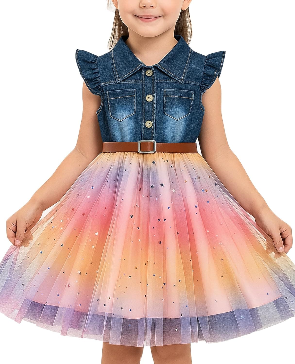 Toddler Girls Dresses Summer Casual Ruffle Sleeve Dress A-Line Cute Casual Sundress for Girls 3-7 Years - image 1