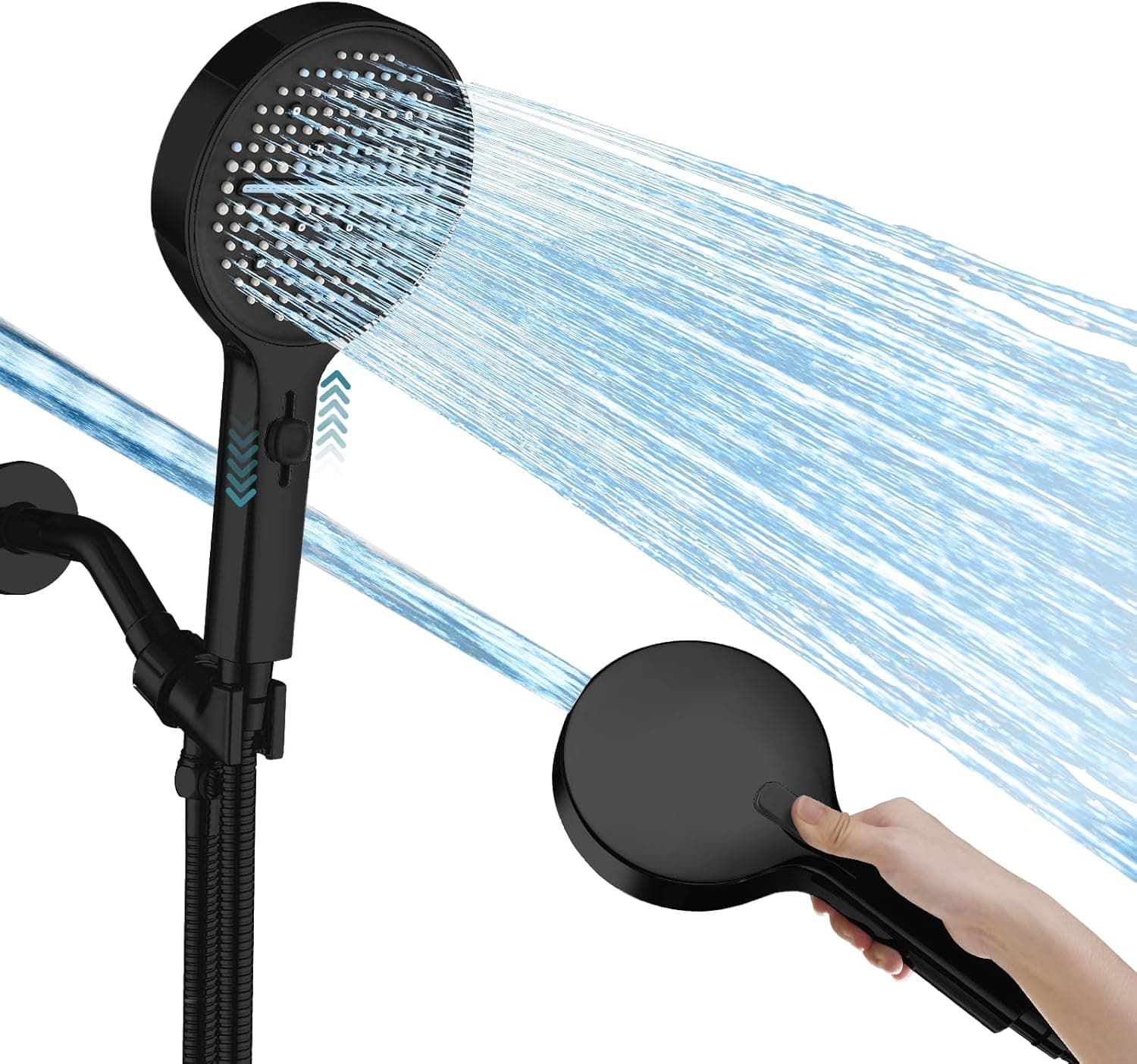 Shower Head with Handheld,Sliding Control High-pressure Water Outlet and 79 Inch Hose,5 Connection Modes and 1 Modes Wash To Clean Tub, Tile & Pets,5.1-Inch Panel and Connecting Bracket Matte Black