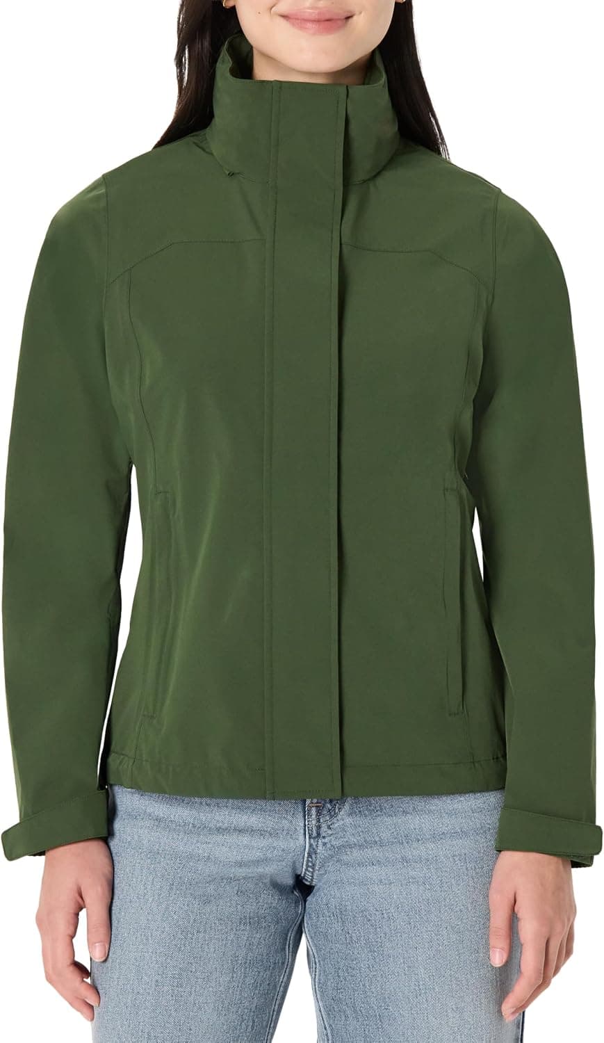 Amazon Essentials Women's Regular-Fit Lightweight Waterproof Long Hooded Rain Jacket