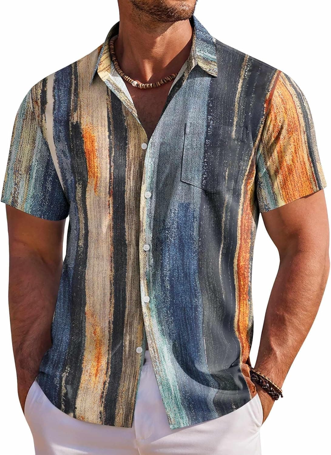 Men's Hawaiian Shirt Short Sleeve Floral Button Down Shirts - image 1