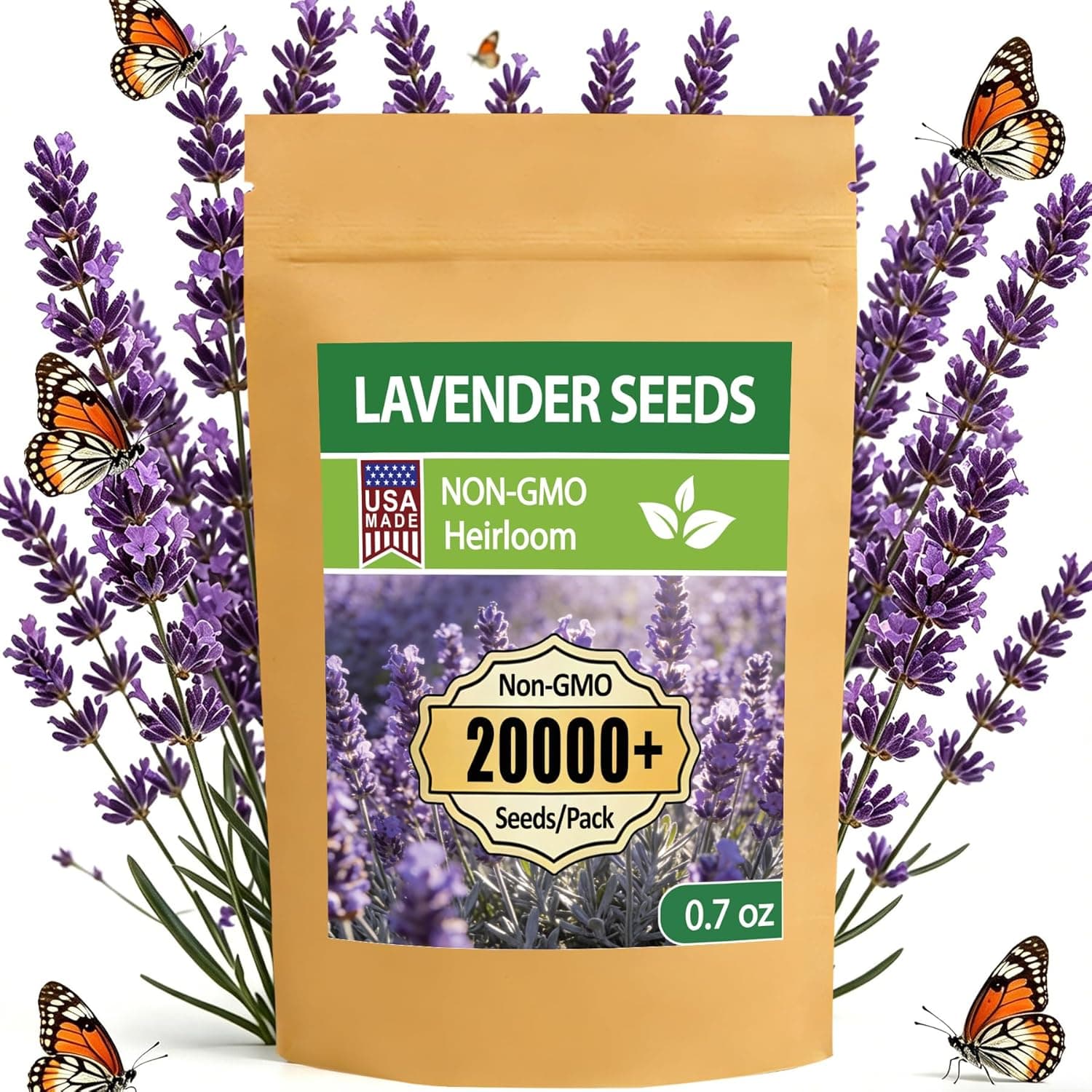 LUOJIBIE Lavender Seeds, 20000+ Seeds Bulk Pack, 2026 Lavender Seeds for Planting Outdoor, High Germination Non-GMO, Wildflower Seeds for Planting Indoor Outdoor, Open Pollinated