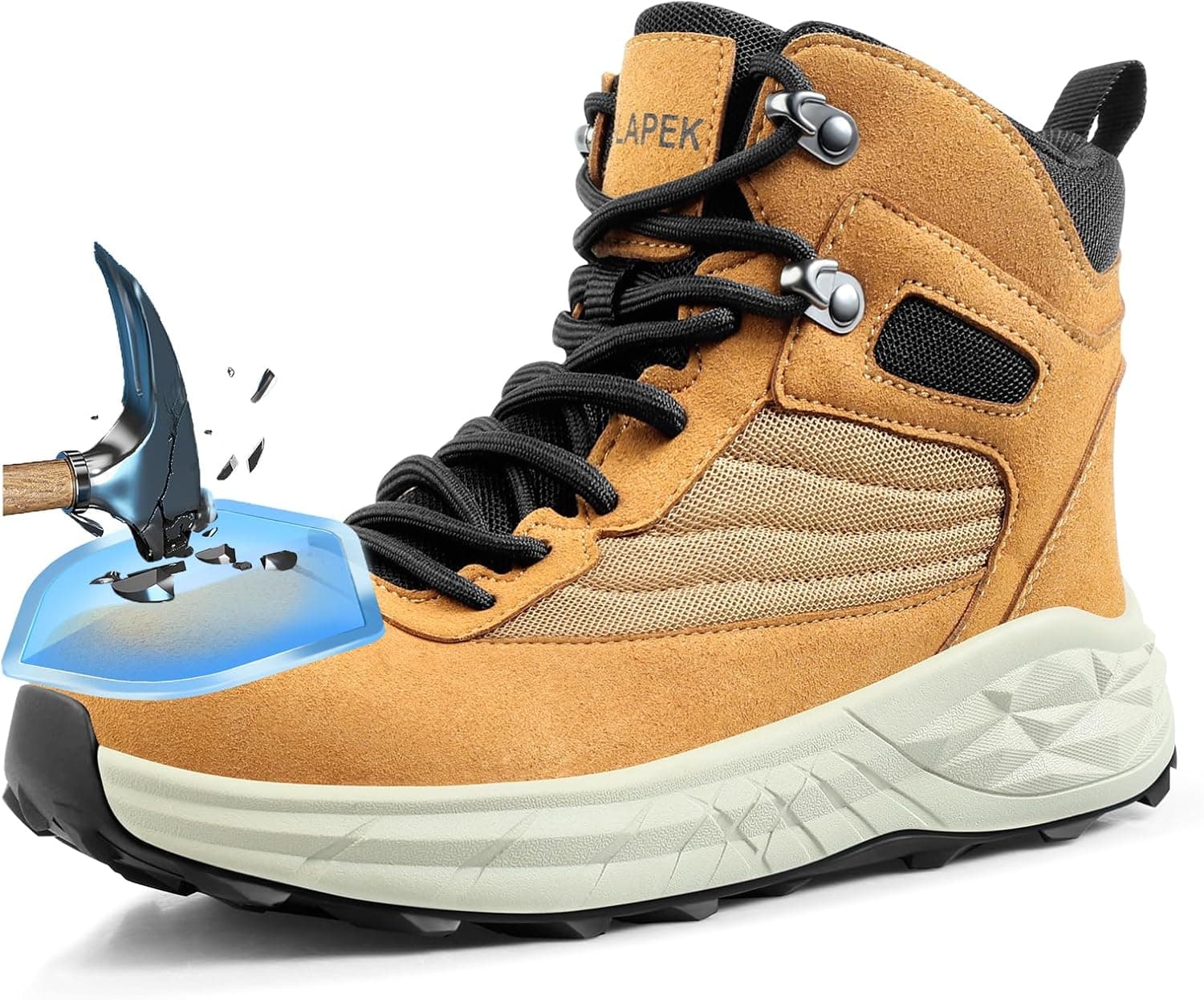 Steel Toe Boots for Men Puncture Resistant Work Shoes Slip Resistant Leather Safety Sneakers Lightweight Breathable Comfortable Industrial Footwear - image 1