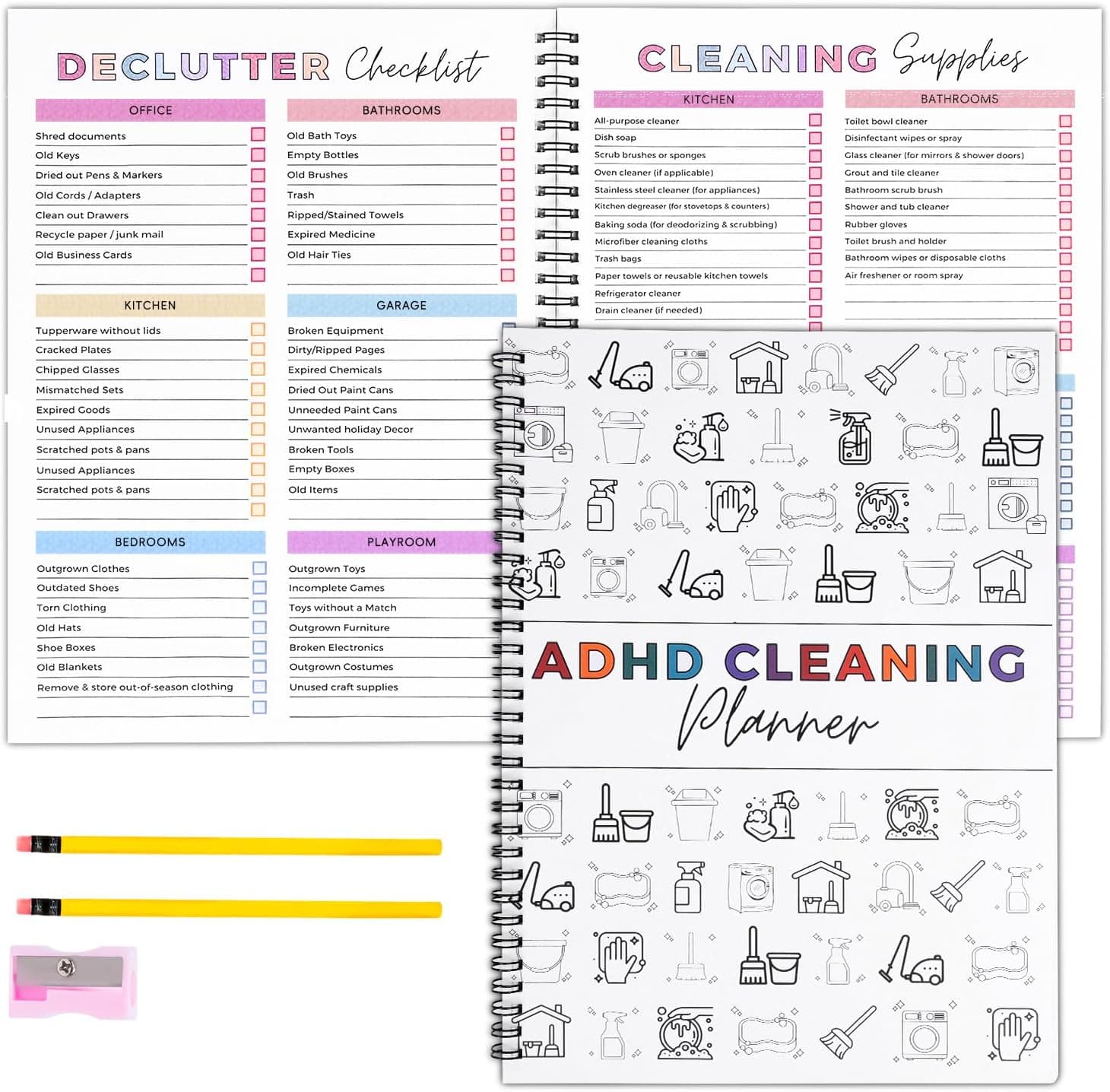 ADHD Cleaning Planner for Adults – Undated Daily, Weekly & Monthly Cleaning Schedule & Checklist – Household Chores Organizer Notebook for Home Management, Routine Tracking & Family Cleaning Tasks - image 1