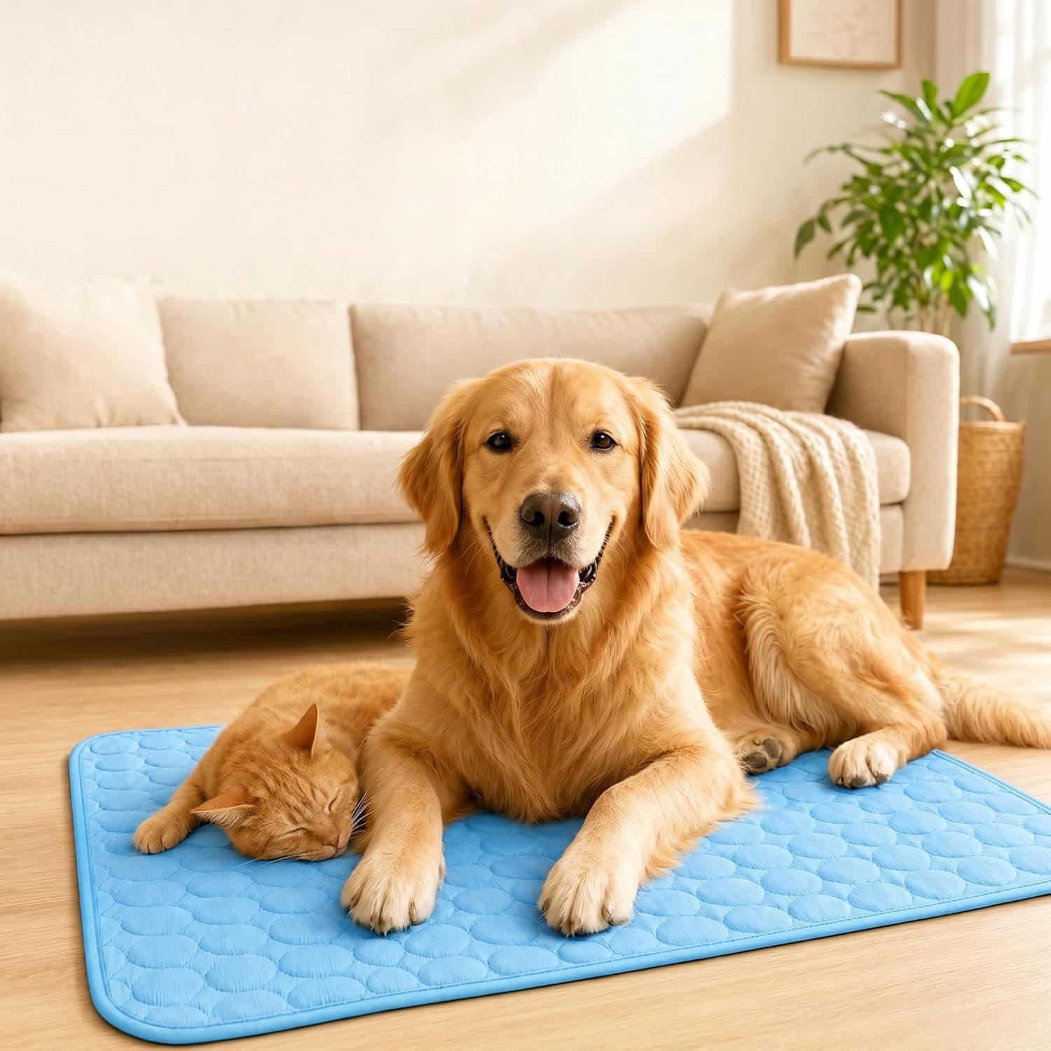 Cooling Dog Mat for Large Dogs, 39.3 x 59 in Reversible Pet Cooling Pad, Washable Ice Silk Dog Bed Mat with Breathable Mesh Back, Soft Summer Cat Dog Crate Mat for Floor, Sofa, Bed, Indoor Use