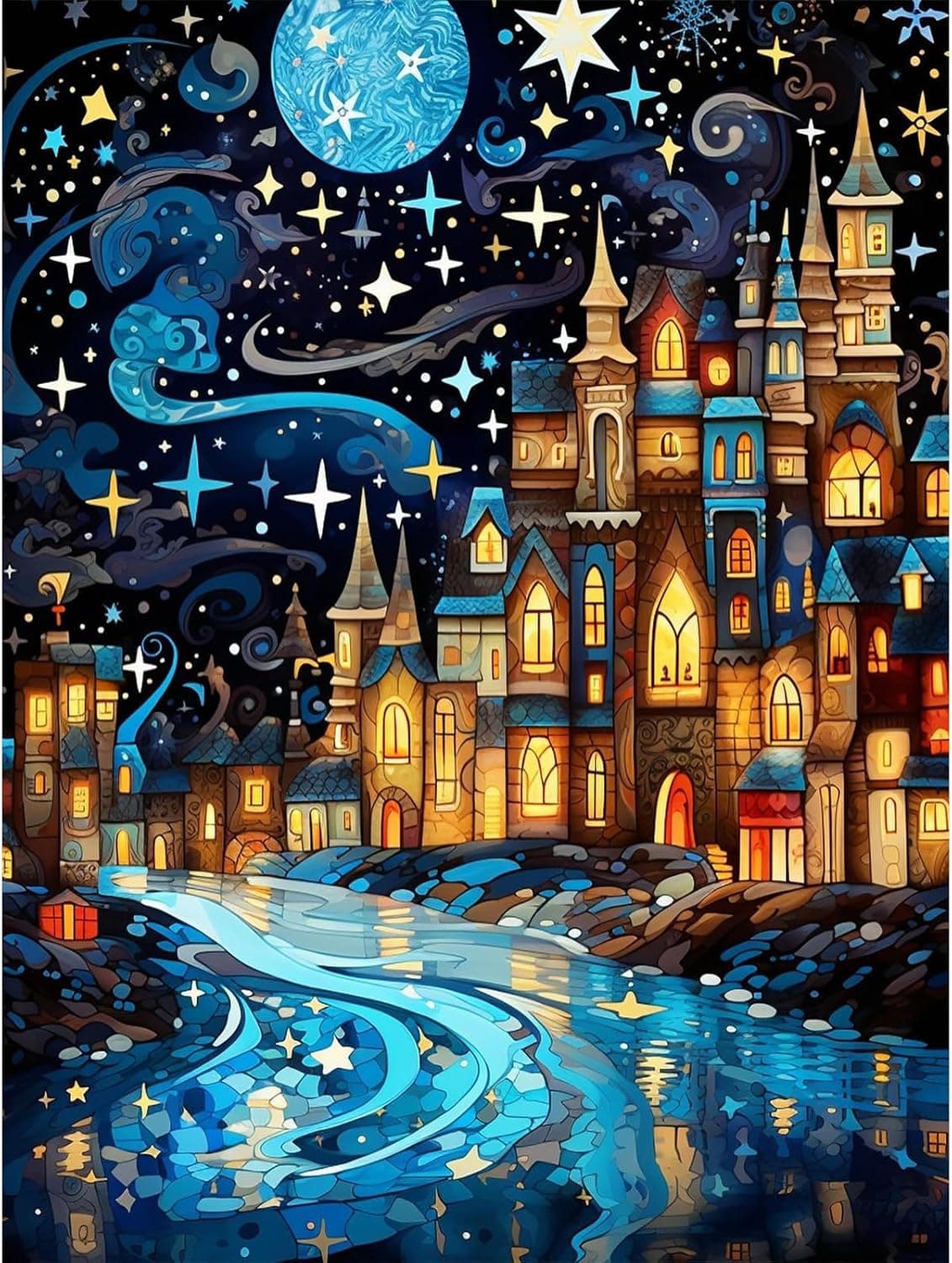 Lophomie Diamond Art Kits for Adults, 5D DIY Starry Night Diamond Painting Kits for Adults Beginners, Diamond Dots Kits Gem Arts Crafts for Home Wall Decor 12x16 Inch