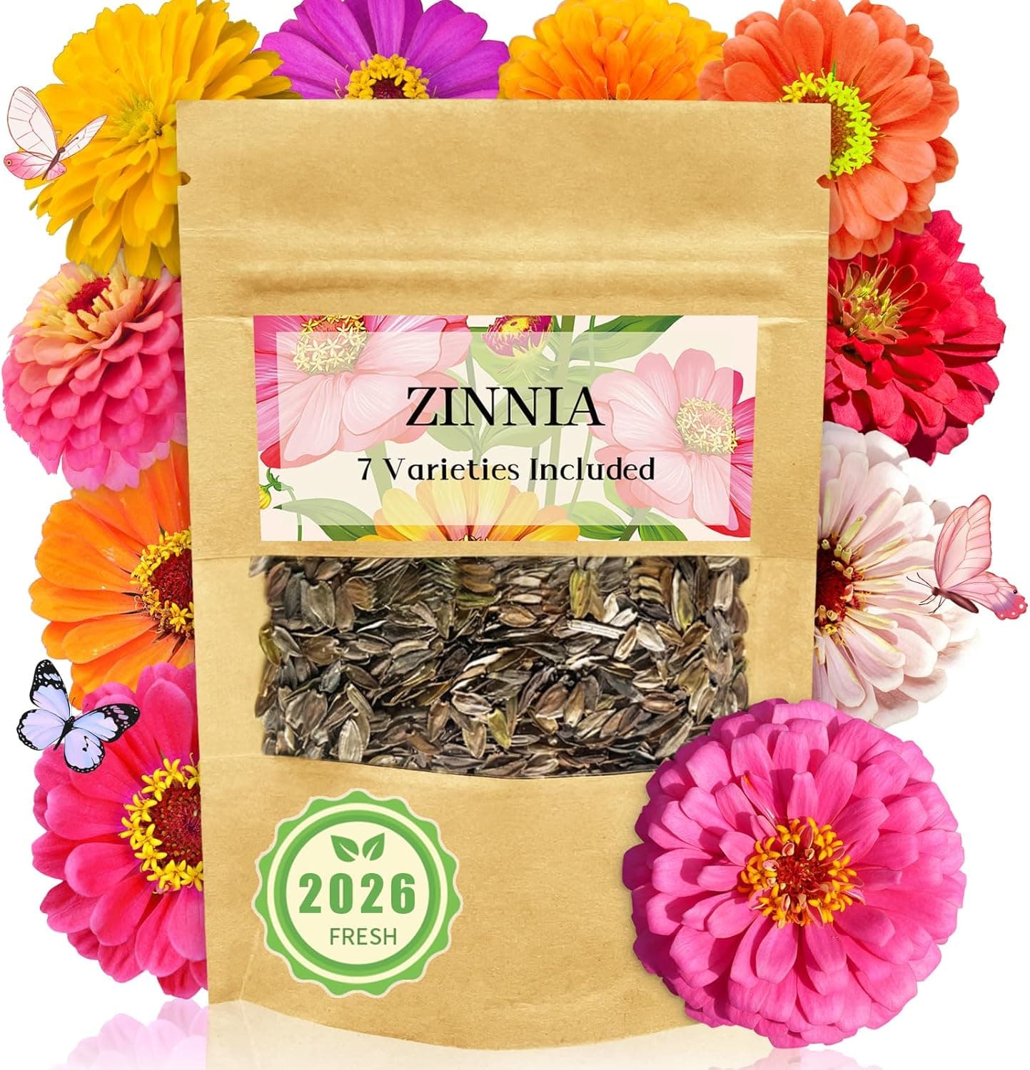 Zinnia Seeds Bulk 5,000+ | Outdoor Flower for Planting |Giant Zinnia Seeds for 2026 | Mixed Colors & Large Blooms for Gardens| High Germination, Beginner-Friendly