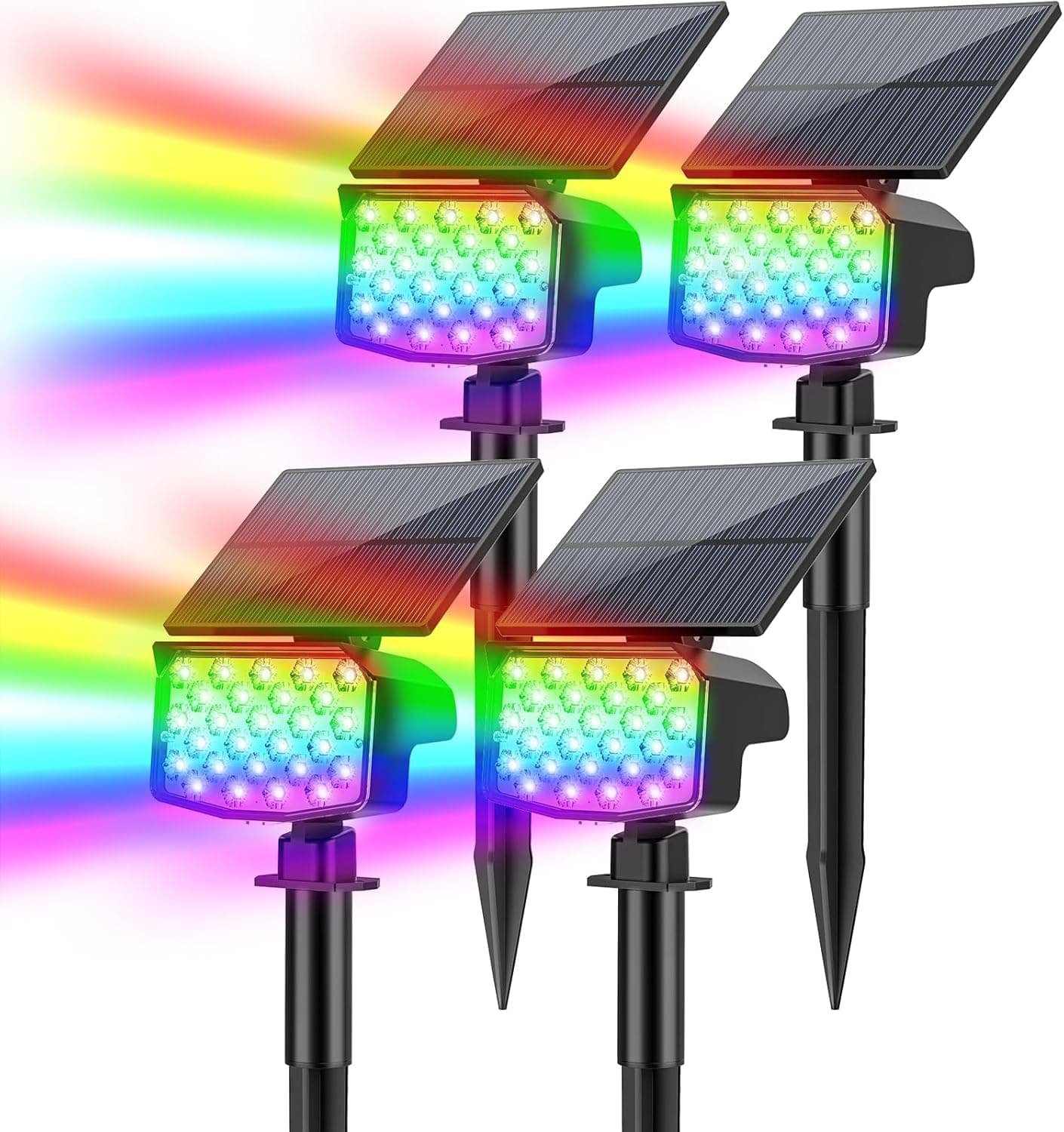 Solar Color Changing Spot Lights Outdoor, [9 Modes/4 Pack] Solar Christmas Lights Outdoor Waterproof IP65, Multicolor Solar Powered Landscape Spotlights for Yard Garden Pathway Lawn Decoration - image 1