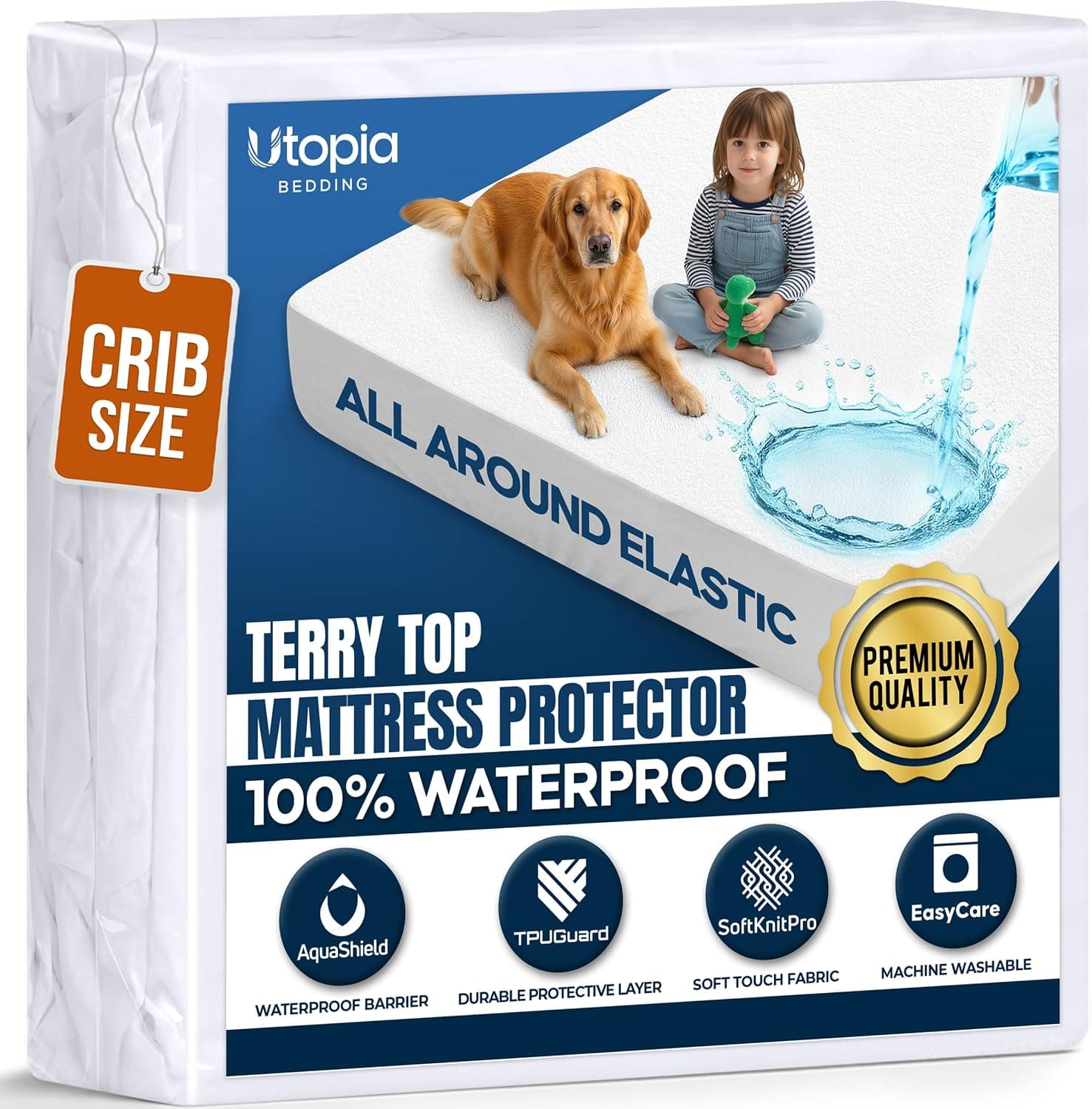 Utopia Bedding 100% Waterproof Crib Size Mattress Protector Noiseless