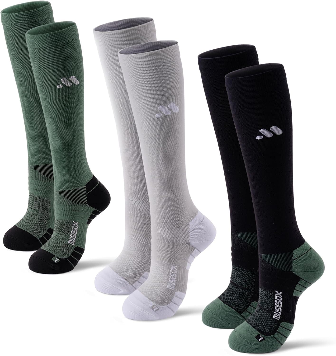Compression Socks for Women and Men,Knee High 15-20mmHg Graduated Support(3 Pairs) Best for Nurses,Pregnant,Travel - image 1