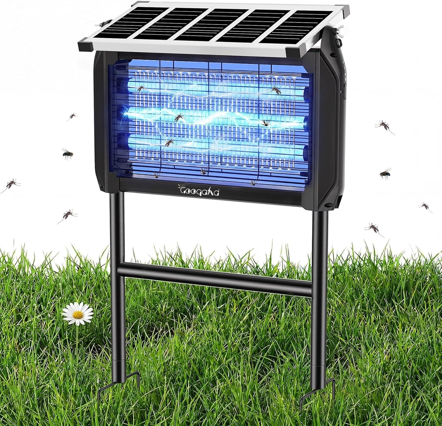 Solar Bug Zapper Outdoor, 4000V/15W High Powered Electric Bug Zapper, Solar & USB Powered with LED Fly Light Trap, IPX5 Waterproof for Patio, Garden, Camping - image 1