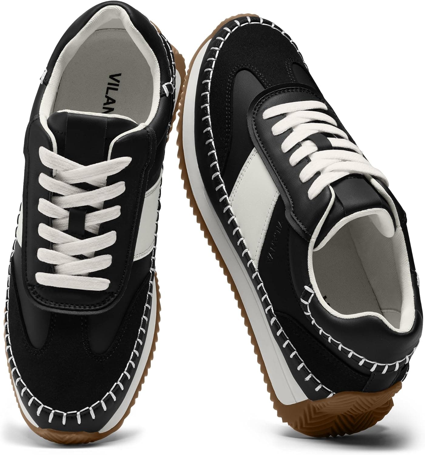 Vilanva Women's Fashion Sneakers Casual Tennis Shoes with Non-Slip Retro Gum Sole Ladies Walking Trendy Footwear
