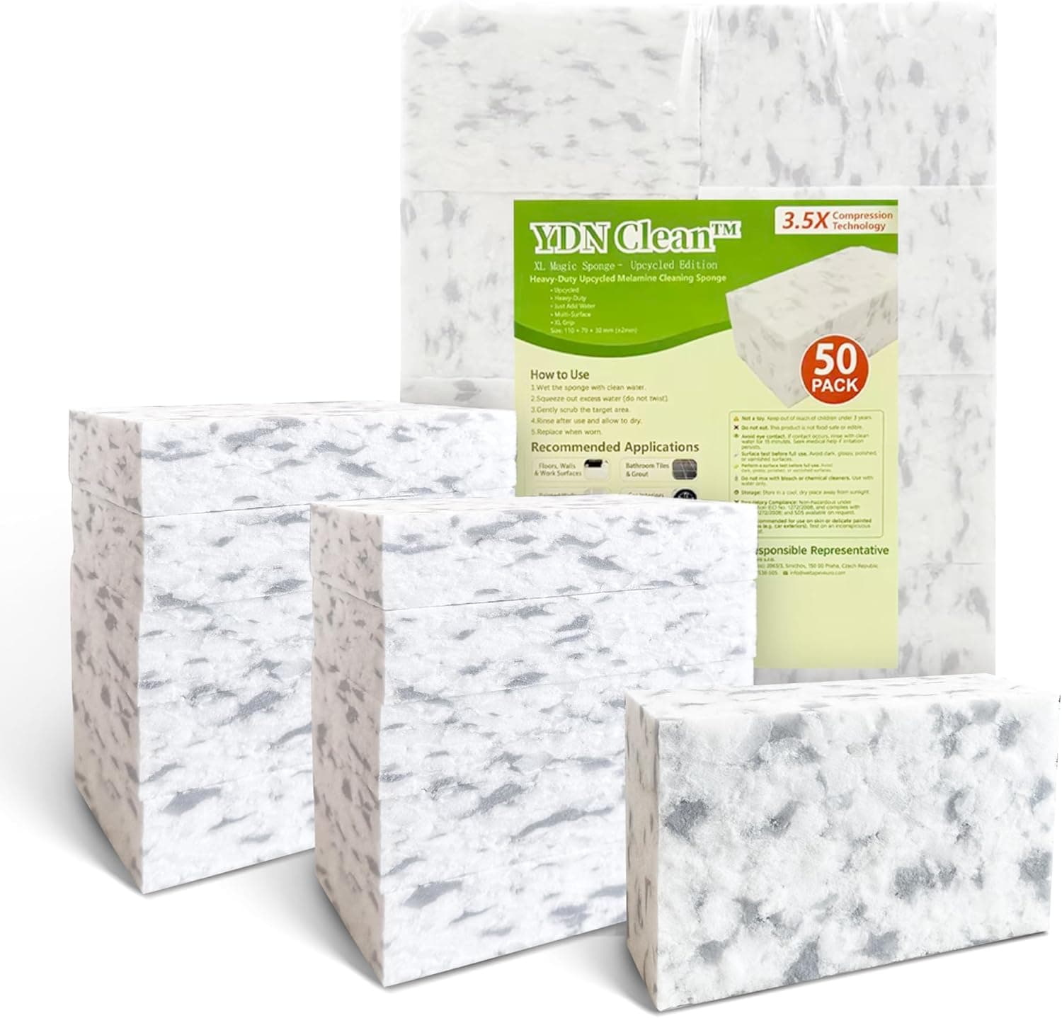 Magic Erasers Sponge Regenerative Material, Multi-Purpose 3.5X High-Density Melamine Foam Cleaning Pads, Cleaning Foam Sponge Eraser in Bulk for Kitchen, Bathroom, Walls, Shoes & Car(50)
