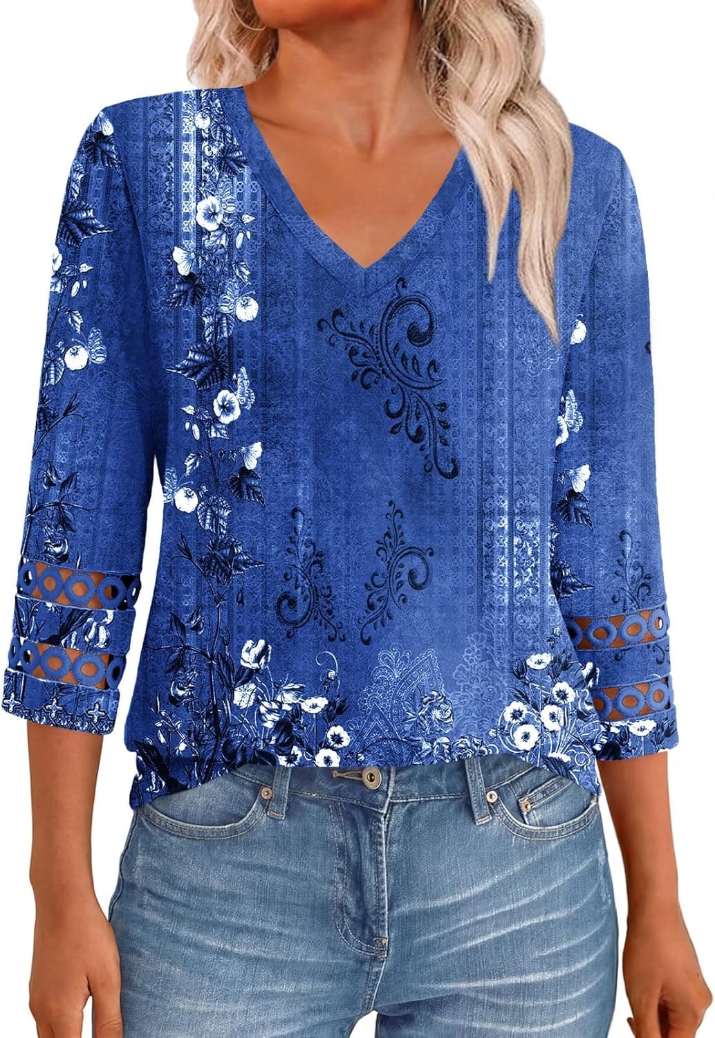 GKBK 3/4 Length Sleeve Womens Tops Dressy Casual Blouses for Women 2026 Trendy V Neck T Shirts Summer Clothes - image 1