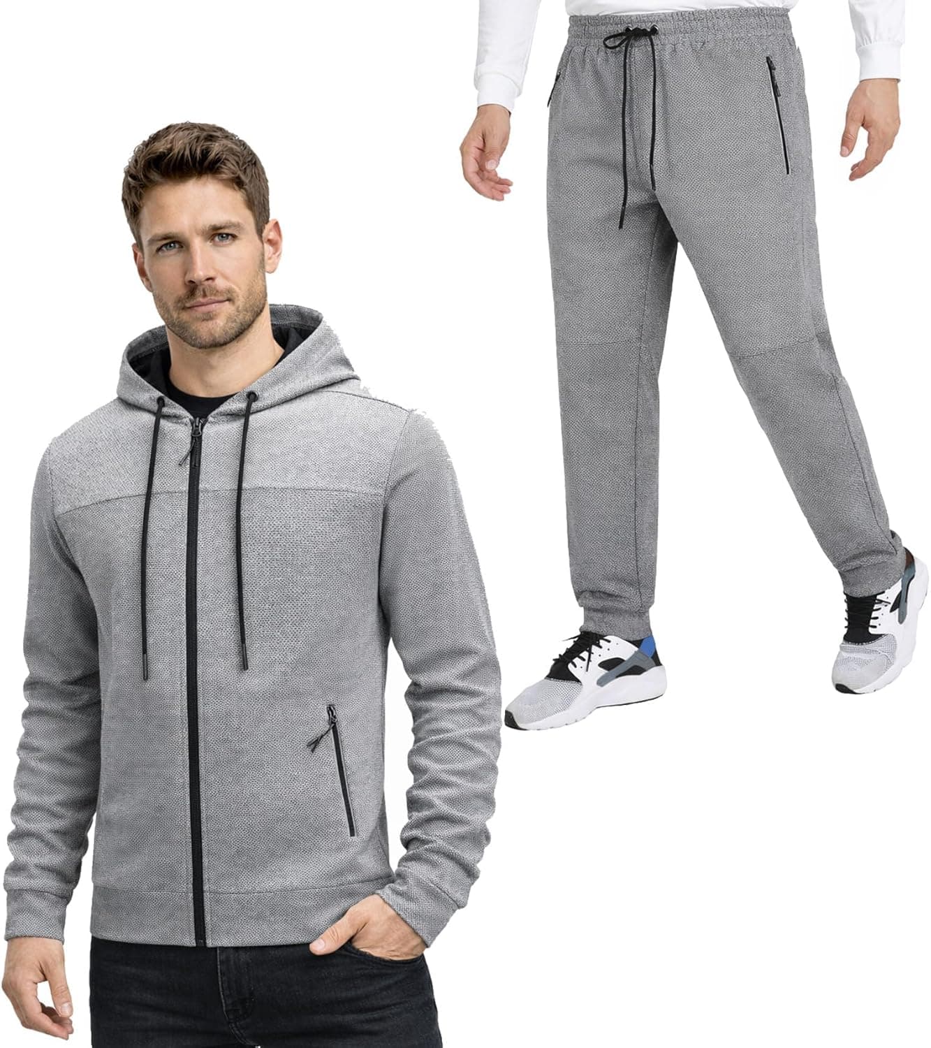 Mens Tracksuit 2 Piece Set Casual Sweatsuits Full Zip Track Suits Jogging Athletic Suit Sets - image 1