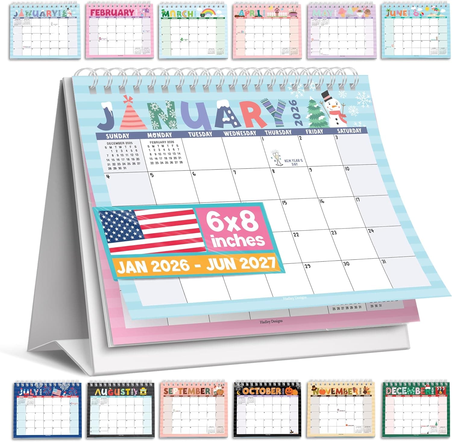 Small Desk Calendar 2026-18-Month 2026 Desk Calendar Small for Home, Office & Classroom, Standing Flip Desks Calendars 2026-2027, Teacher Appreciation Gifts, Graduation Gifts