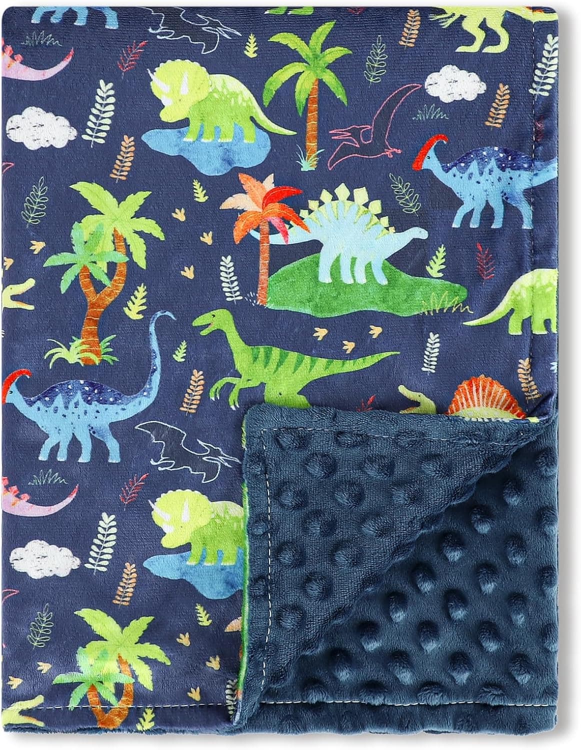 Baby Blankets for Girls, Toddler Newborn Blanket Double Layer with Dotted Backing Crib Receiving Blanket for Toddler Nursery Bed Blanket, Dinosaur, 30x40 Inches - image 1