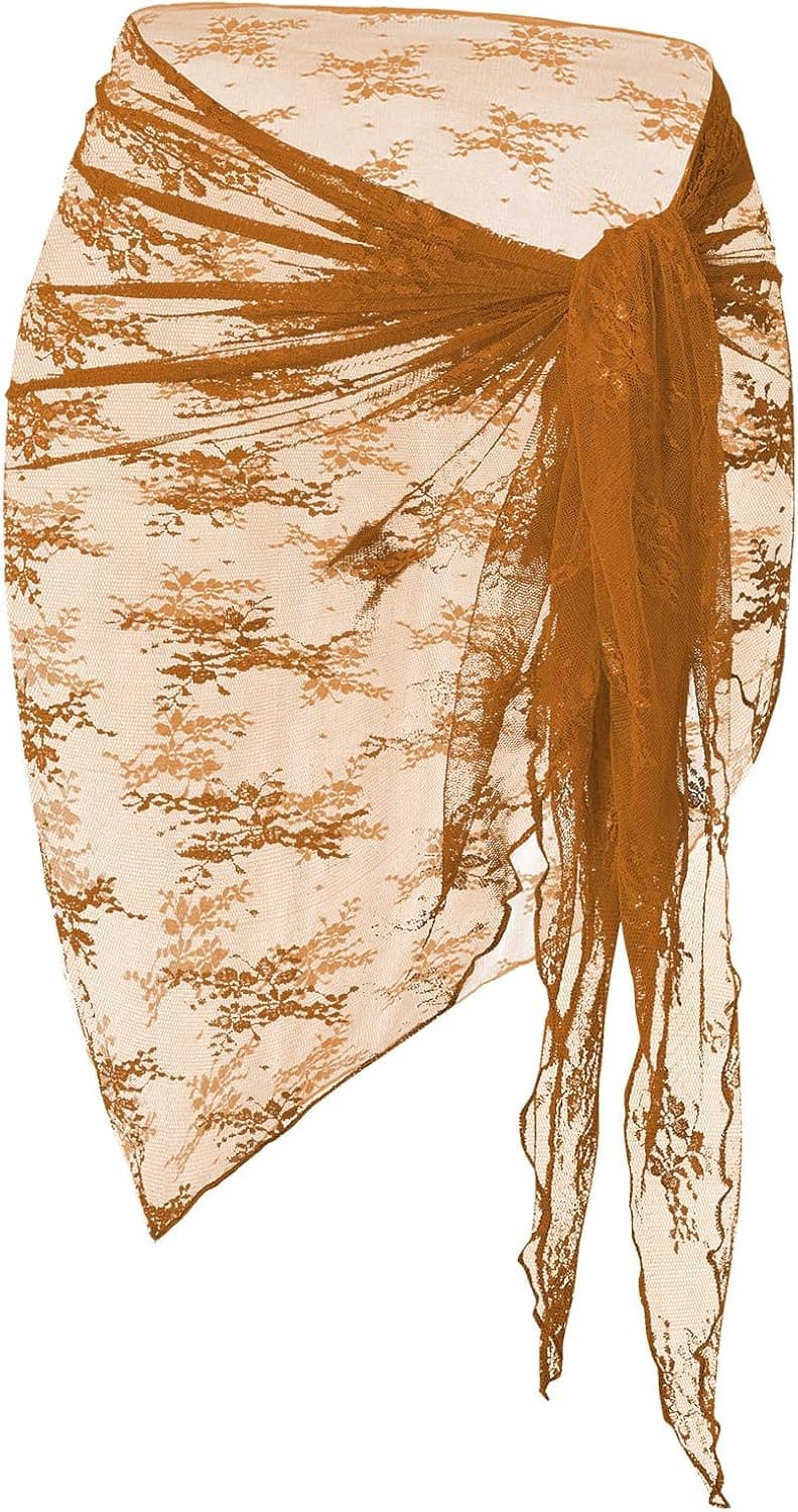 ZAFUL Women's Long Sarongs Floral Print Beach Bikini Wrap Skirt High Waist Swimwear Cover Ups Bottom Black One Size