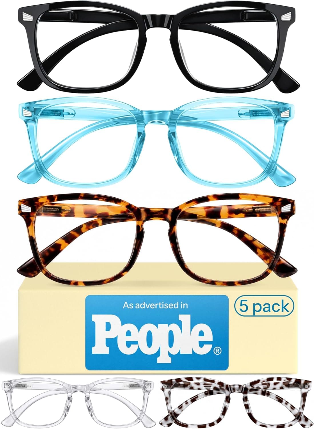 CCVOO Stylish Reading Glasses for Women with Blue Light Filter - Readers +1.0