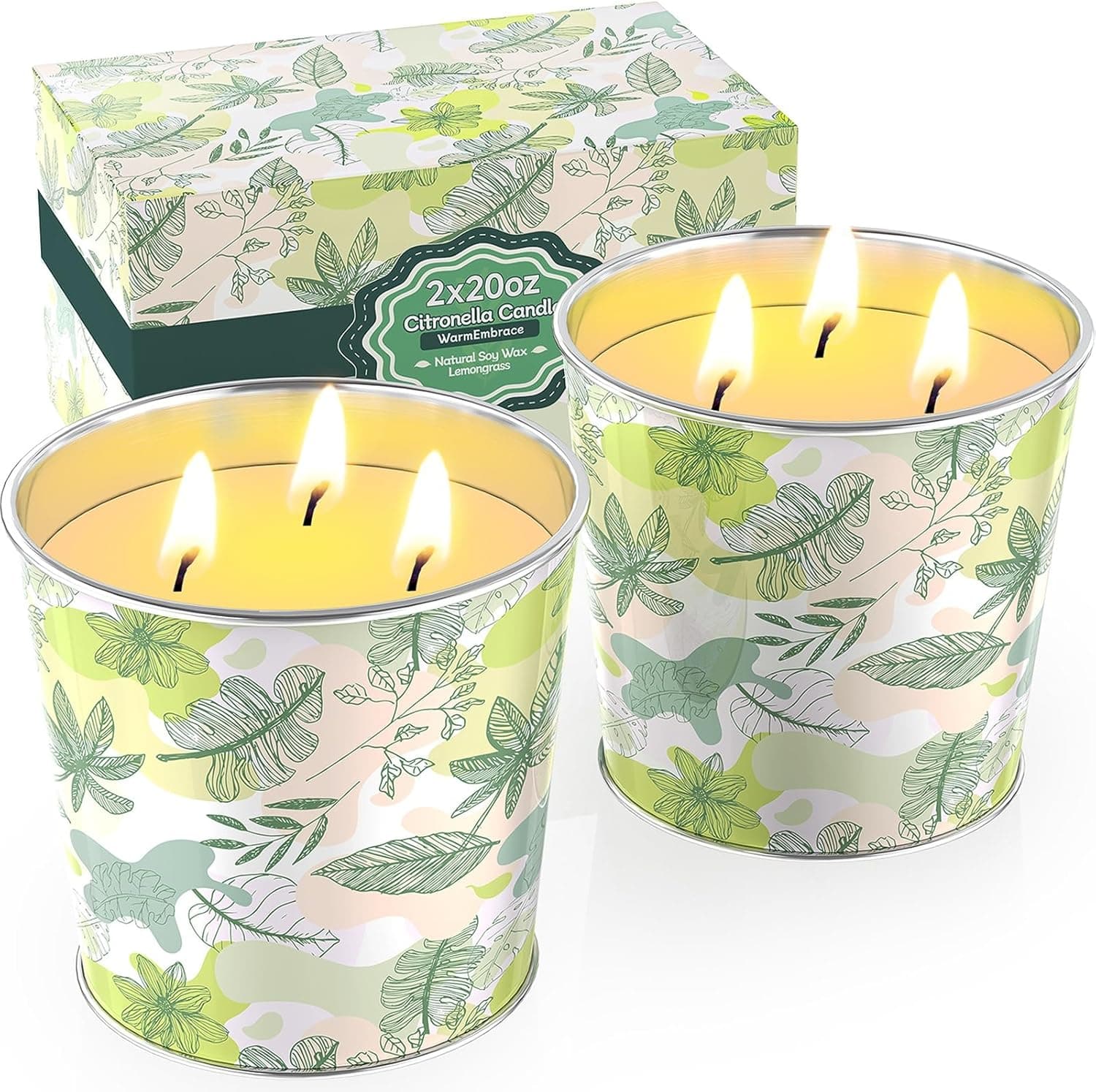Citronella Candles Outdoor & Indoor, 40oz Large Citronella Candle 200H Burning Long Lasting, Soy Scented, 3-Wick Natural Soy Wax for Patio, Garden, Backyard, Camping, Cookout