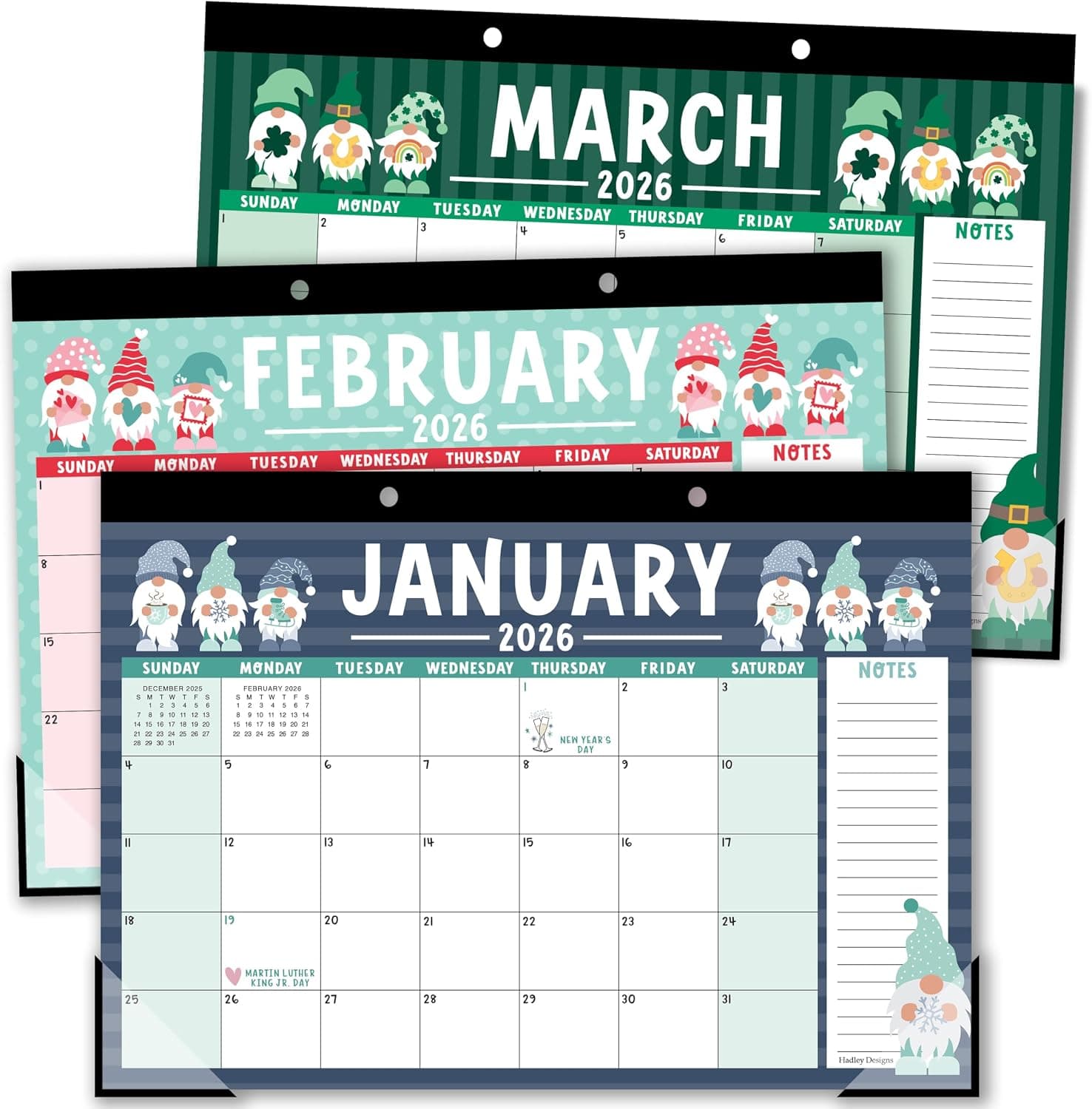 Hadley Designs Large Teacher Desk Calendar 2026-2027 - Desktop Calendar 2026, 18-Month Desk Calendars for Home, Office & Classroom, Cute Classroom Must Haves, Teacher Appreciation Gifts