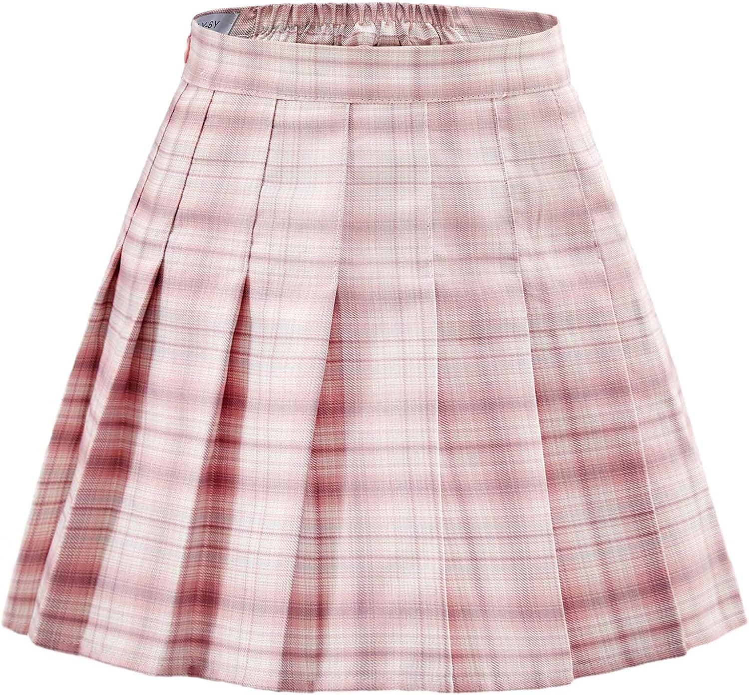 Womens Pleated Skirt with Built-in Shorts High Waisted A-Line Tennis Skirts for Cheer Uniform Office Work Casual Skirts