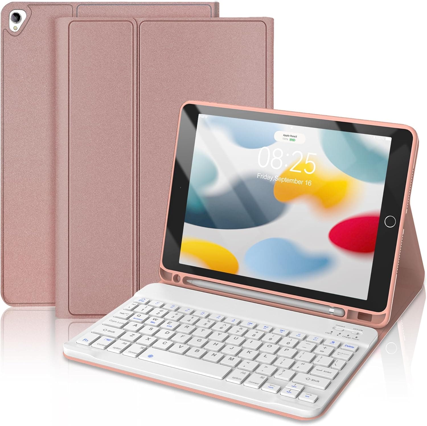 Keyboard Case for iPad 9th Generation 2021 10.2 Inch, Detachable Wireless Rechargeable Keyboard for iPad 8th/7th Gen, Slim Folio Stand Cover with Pencil Holder for iPad Pro 10.5" / iPad Air 3rd Gen - image 1